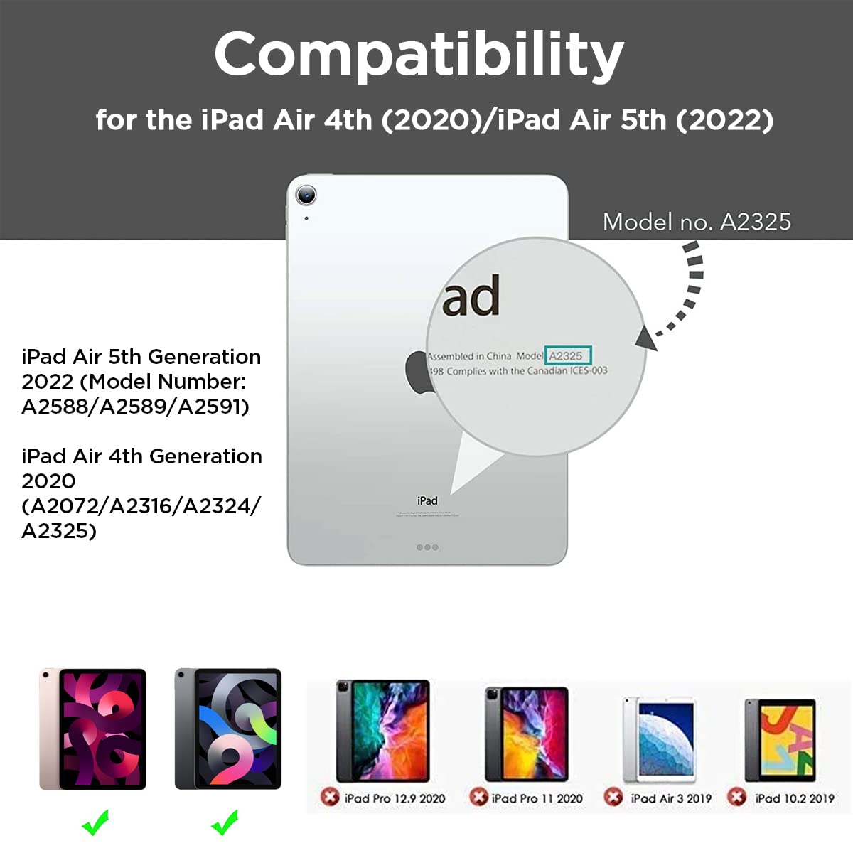 **AICase Rugged Shockproof Case for iPad Air 4th/5th Generation (2020/2022) - Heavy Duty Triple Layer Defense, iPad Air 10.9 Inch Protective Cover (Gray & White) - Perfect for Travel, Work & Outdoor Adventures**