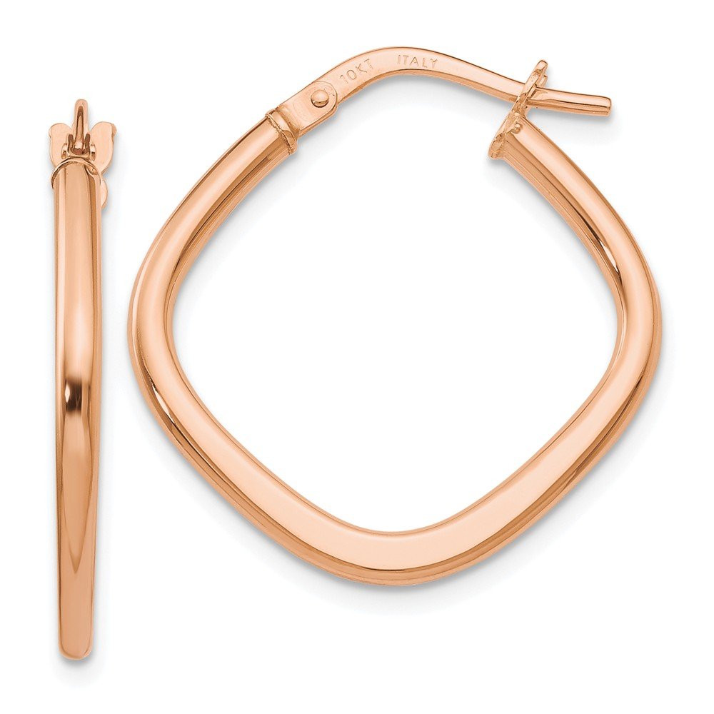 10k Rose Gold Polished Square Hoop Earrings for Women - Elegant Everyday Jewelry by Jewels By Lux Leslie - Perfect for Work, Date Night & Special Occasions