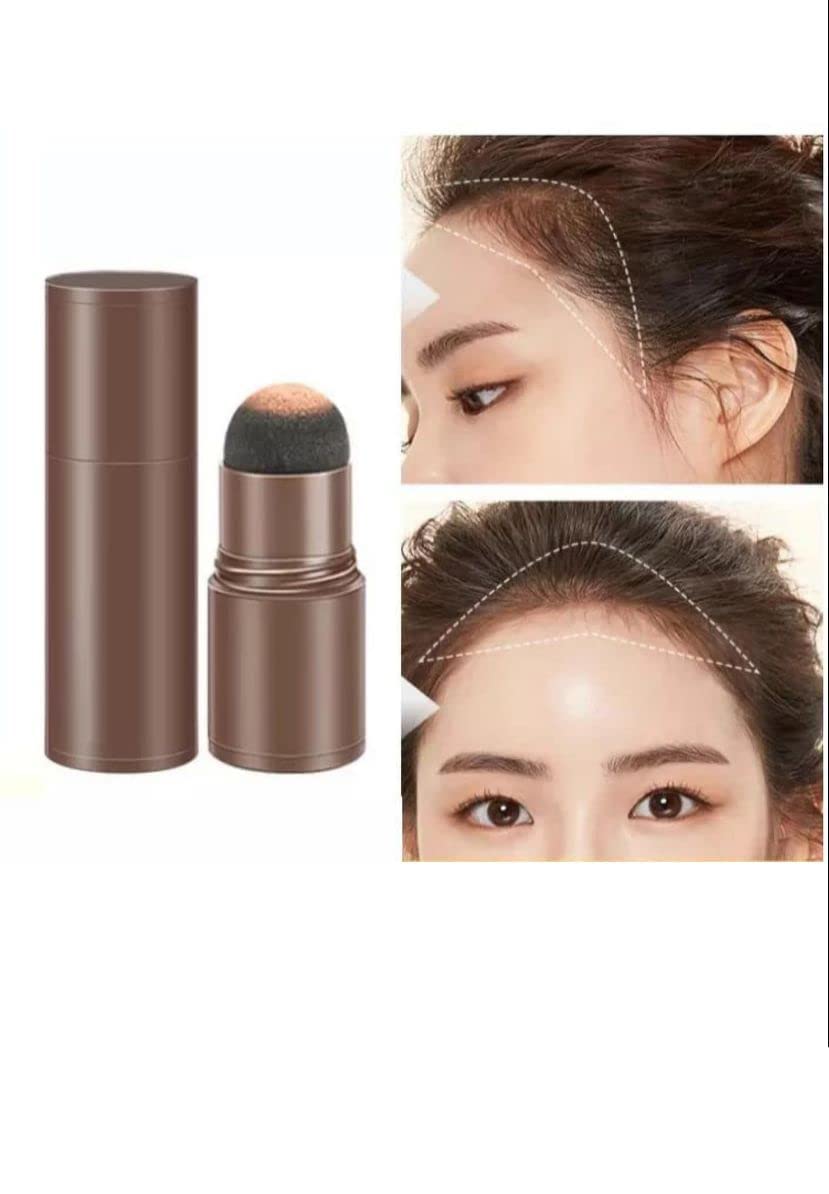 Natural Hairline Powder & Shading Sponge Pen - Waterproof Root Touch-Up Concealer for Thinning Hair | Quick Hairline Shadow Powder Stick with 3 Eyebrow Stamps (Black) | Perfect for Daily Use, Travel & Instant Hair Thickening Solution