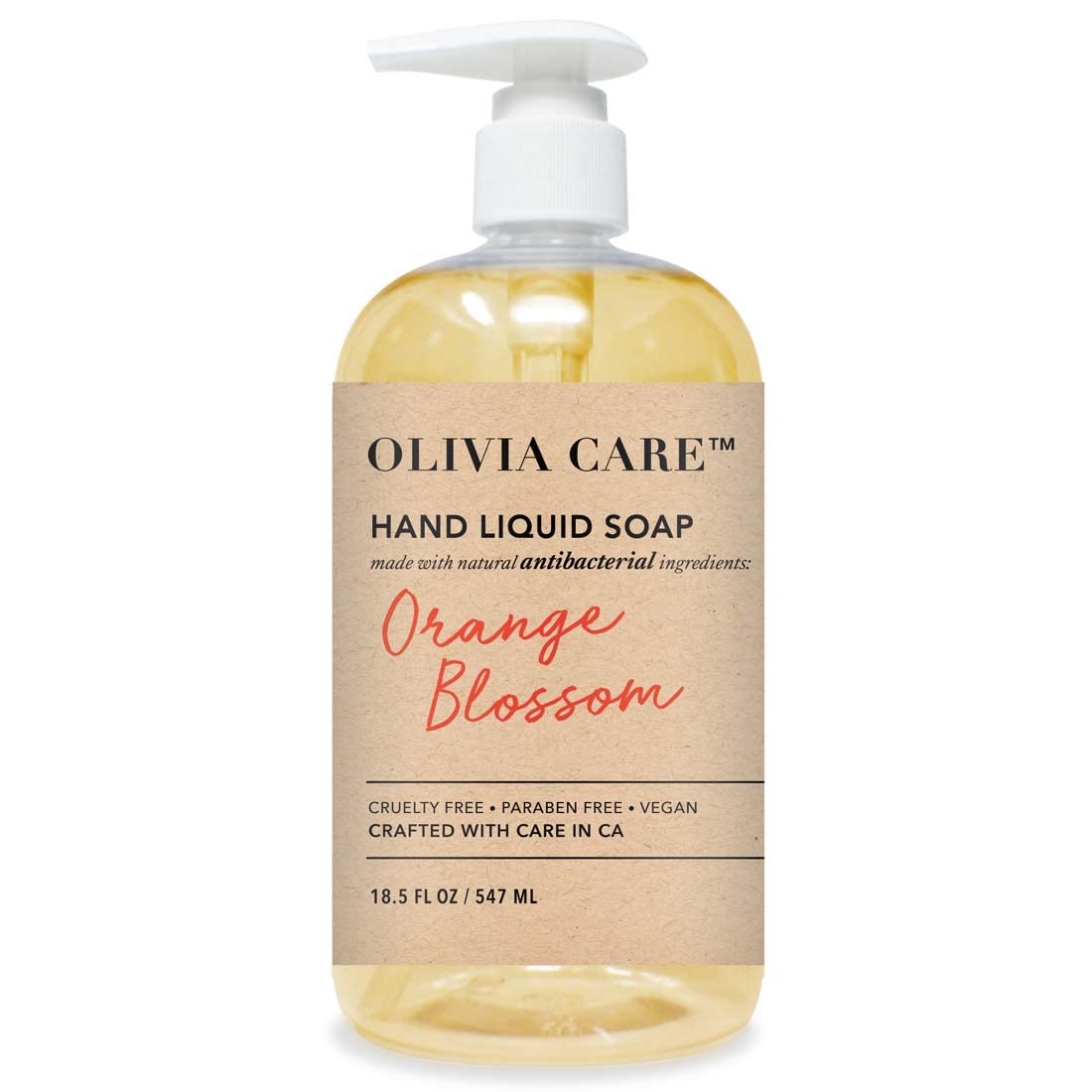 Olivia Care Antibacterial Hand Soap with Sage, Tea Tree Oil & Orange Blossom | Moisturizing & Germ-Fighting Hand Wash for Kitchen & Bathroom | 18.5 fl oz | Perfect for Daily Hygiene, Food Prep & Guest Bathrooms