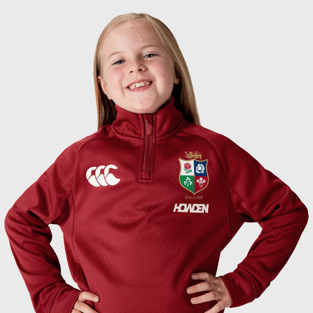 Canterbury British & Irish Lions Kids' 1/4 Zip Fleece Pullover - Red Rugby Training Top for Boys & Girls - Perfect for Sports, School & Outdoor Activities
