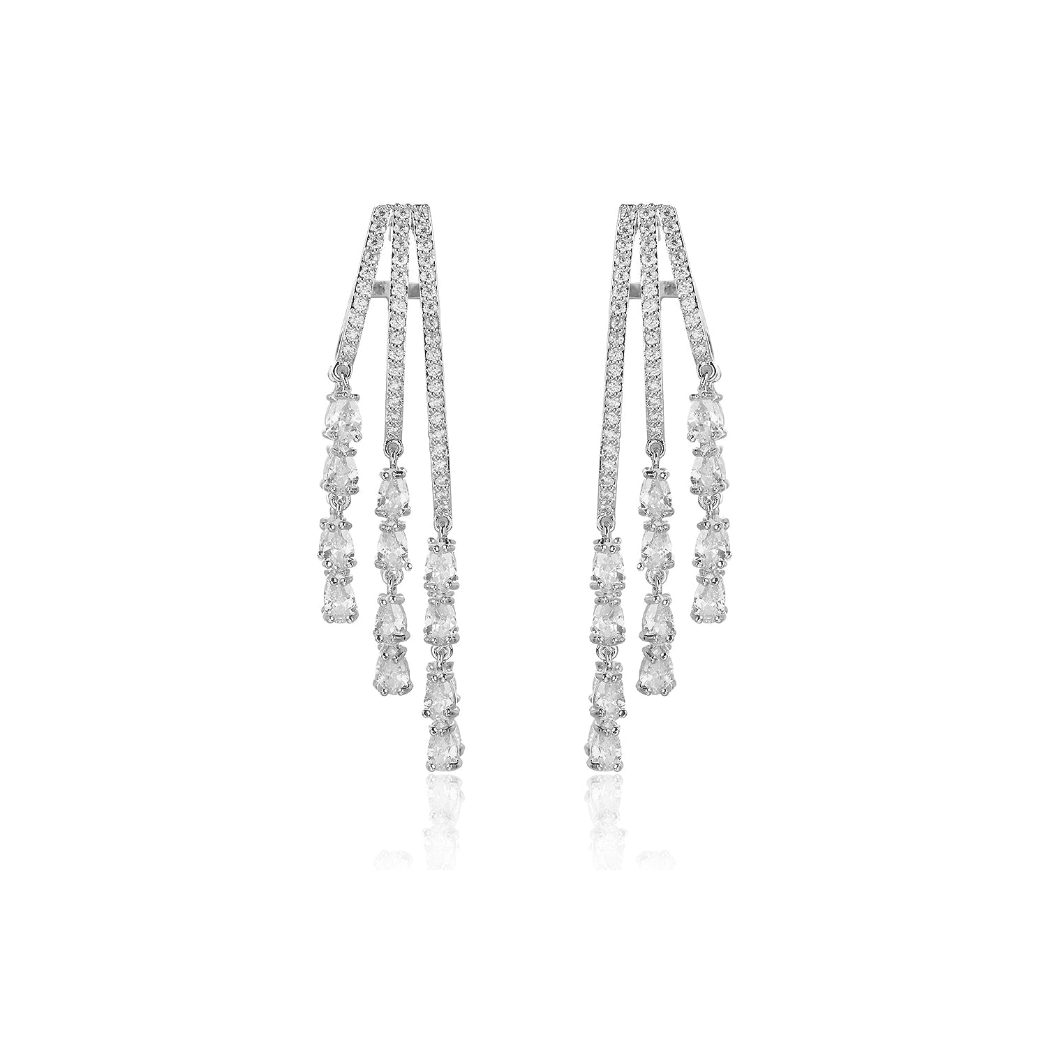 Stylish Cubic Zirconia Drop Earrings for Women - Elegant Crystal Dangle Jewelry for Parties & Special Occasions | Perfect Gift for Girls, Bridesmaids & Fashion Lovers (CE11903)