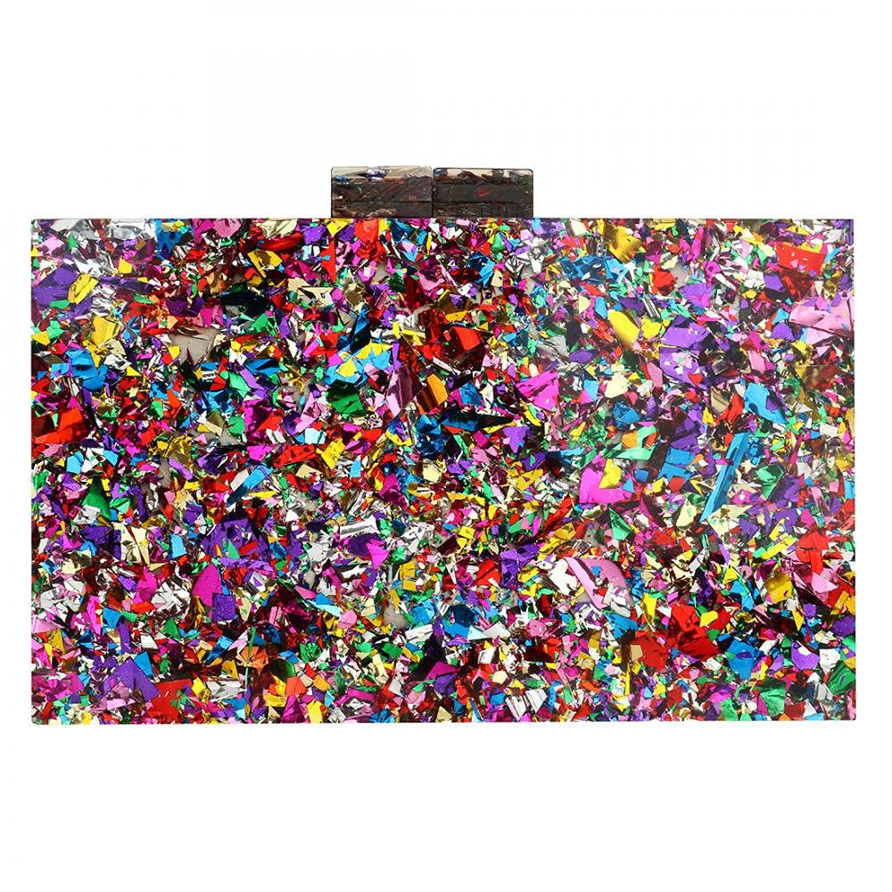 Elegant Acrylic Evening Clutch Purse for Women - Multicolor Cocktail Party Handbag, Prom Banquet Clutch | Perfect for Weddings, Galas & Formal Events