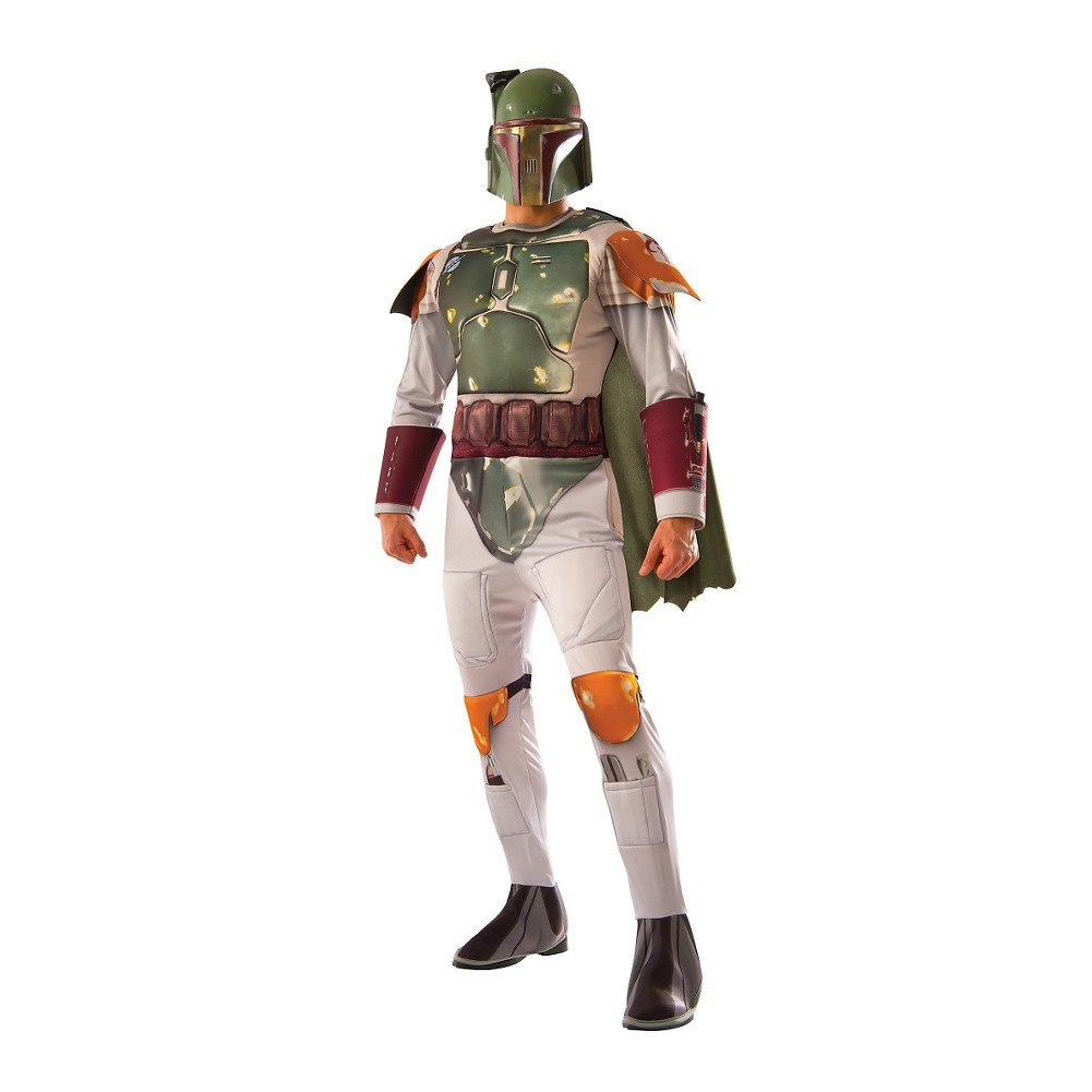 Premium Boba Fett Costume Set for Men - Deluxe Mask & Cape (Size LARGE) | Star Wars Cosplay, Halloween Costume, Comic-Con Outfit, Themed Party Dress-Up