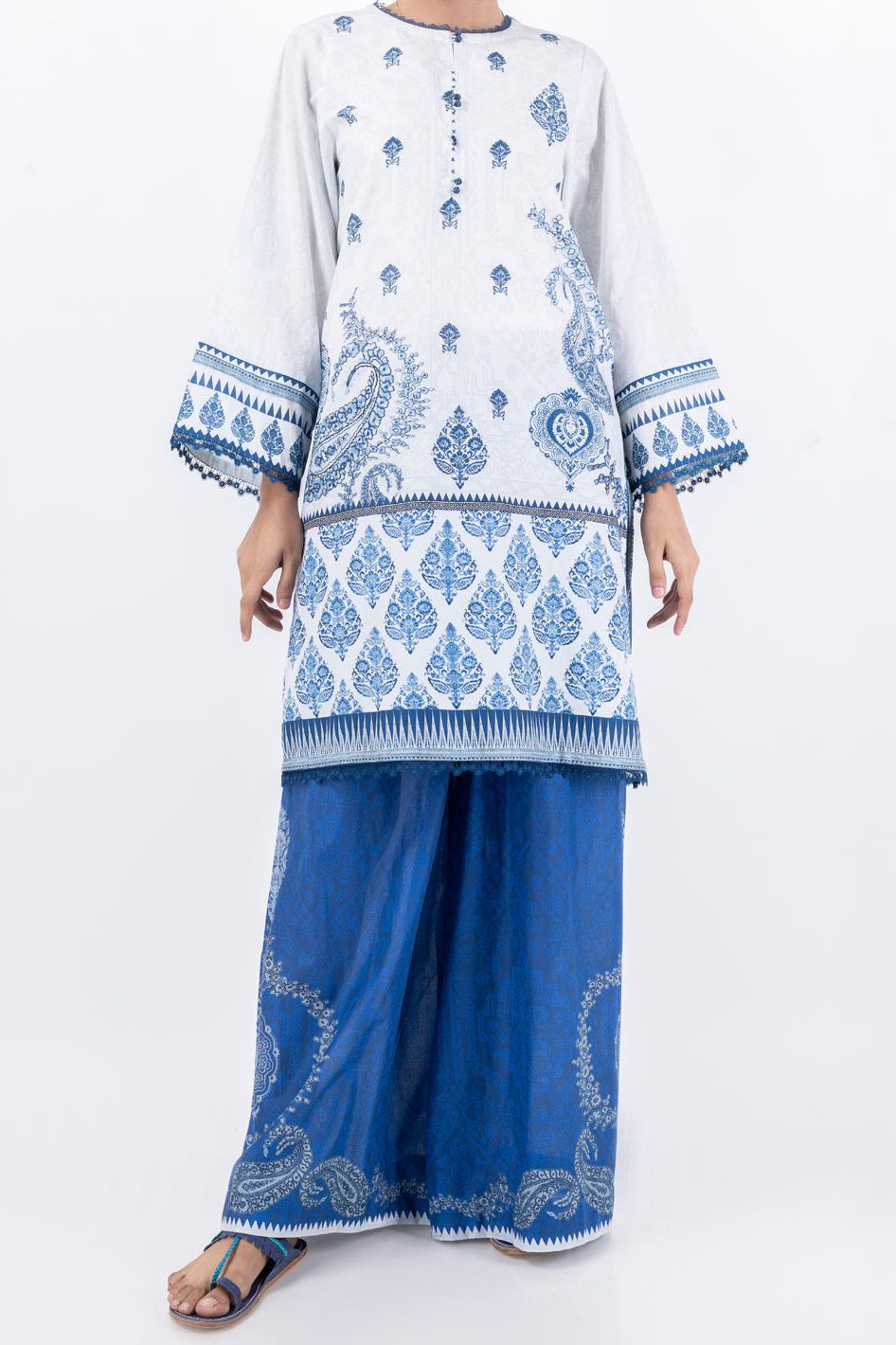 Cambric Blue Unstitched Suit Fabric - Premium Quality Dress Material for Women's Ethnic Wear | Perfect for Tailoring Salwar Kameez, Lehengas & Party Wear Outfits