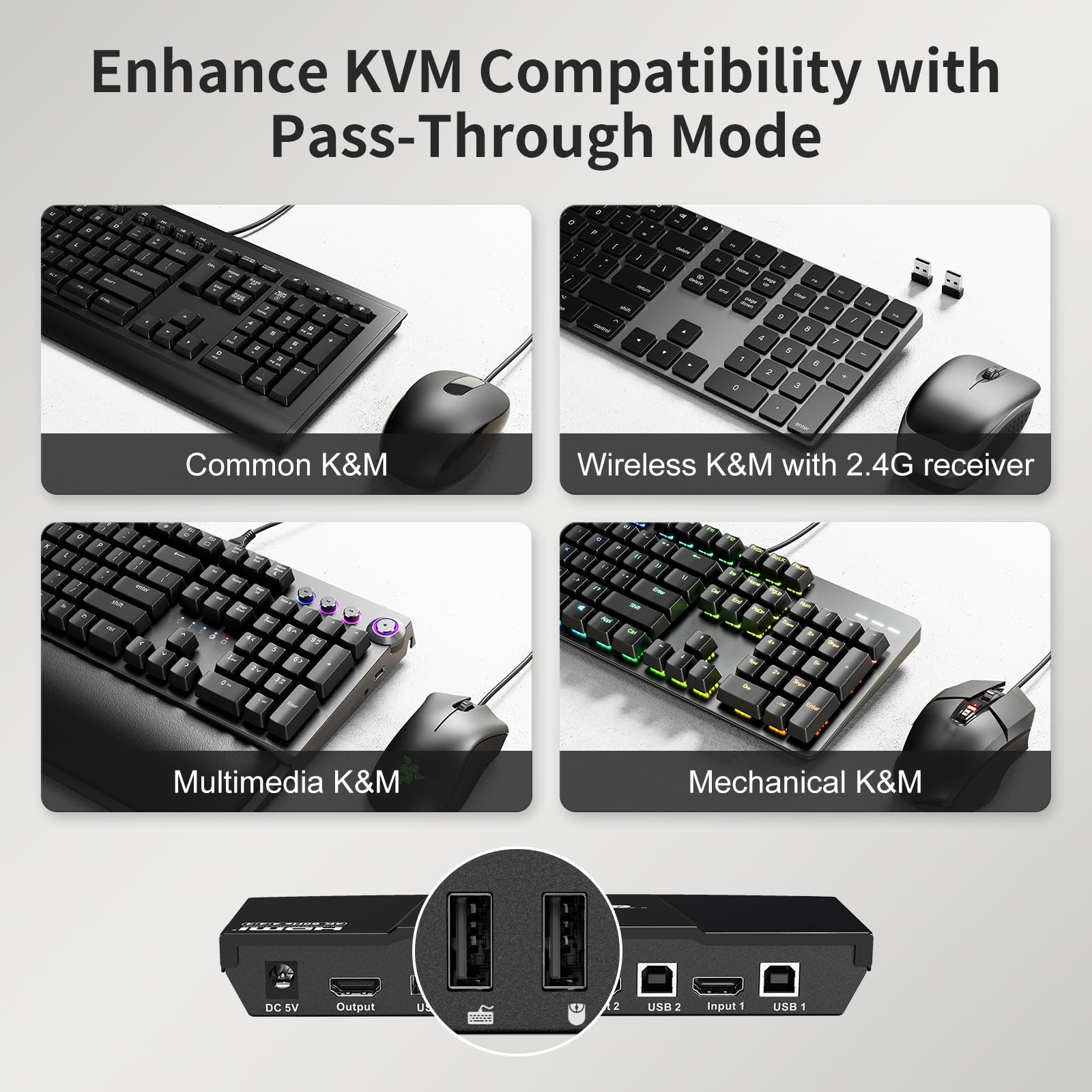 TESmart 2 Port HDMI KVM Switch 4K@60Hz - 1 Monitor Control for 2 Computers with EDID Emulator, USB 2.0, Audio Support, Hotkey & Button Switching, Includes Remote & Cables - Perfect for Home Office & Multi-PC Workstations