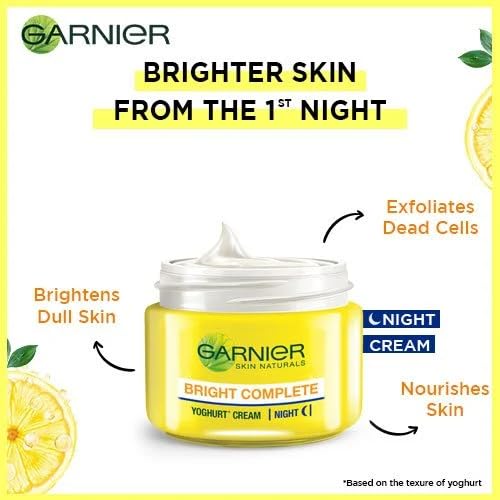 Garnier Bright Complete Vitamin C Skincare Set - Night Cream (18g), Face Serum (7ml), Gel Face Wash (50g) | Brightening, Anti-Aging | Perfect for Nighttime Routine & Glowing Skin