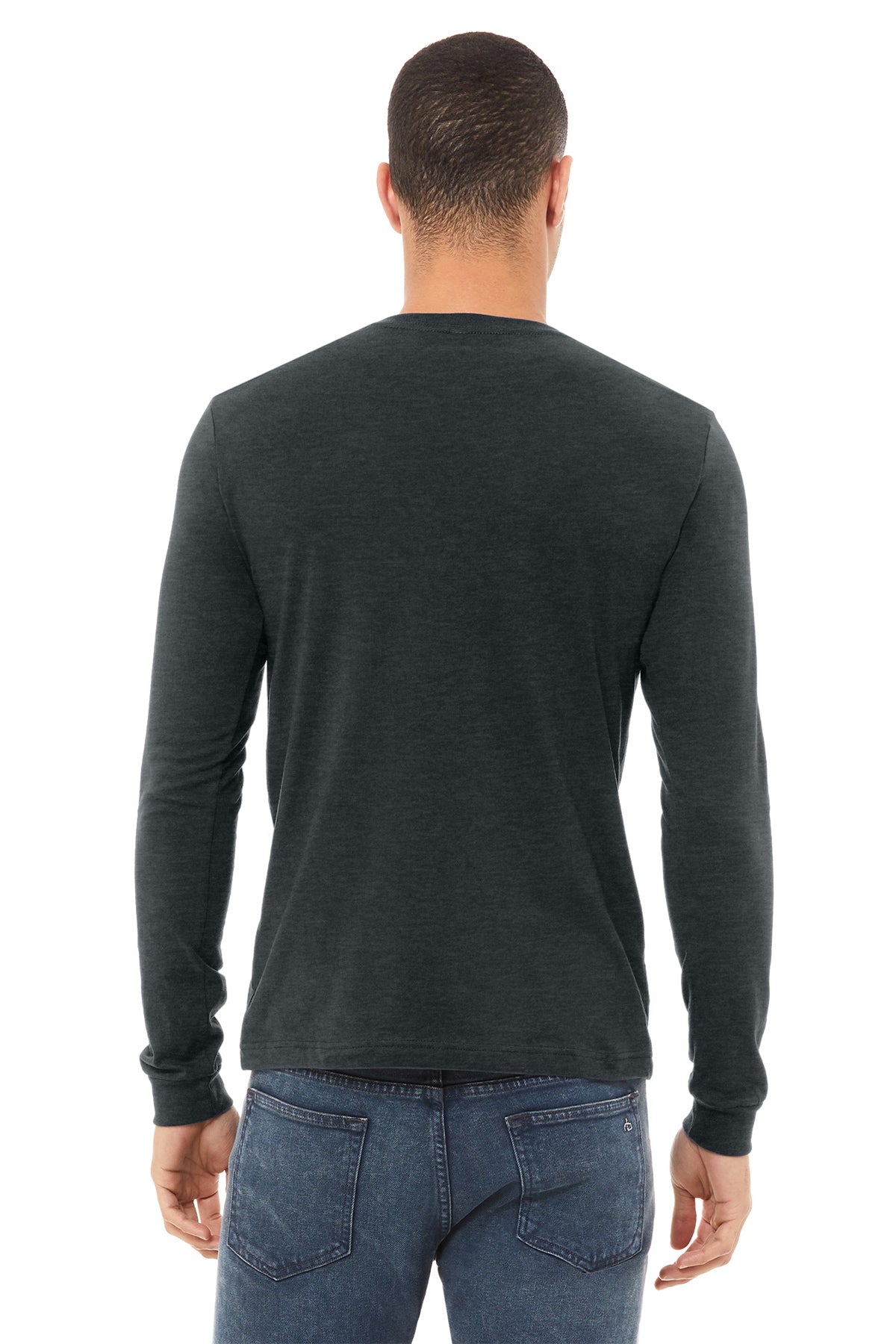 Bella Canvas Unisex Heather Long Sleeve T-Shirt - Soft Cotton Crewneck Tee for Men & Women - Dark Grey - Casual Wear, Layering, Everyday Comfort