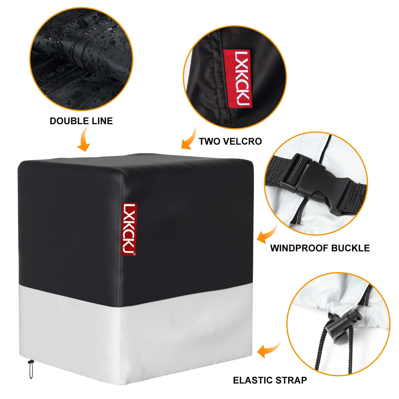 LXKCKJ 420D Waterproof Outdoor Air Conditioner Cover - Heavy Duty AC Protection for Window & HVAC Units (24''x24''x30'', Black & Silver) - Winter AC Cover for Condenser & Heat Pump - Perfect for Home, Office & Seasonal Storage