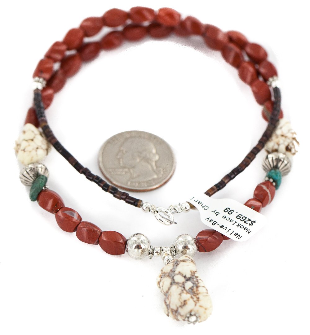 Authentic Navajo White Howlite Red Native American Necklace - Sterling Silver Certified Handmade by Loma Siiva | Perfect for Boho Fashion, Cultural Events & Spiritual Healing Jewelry