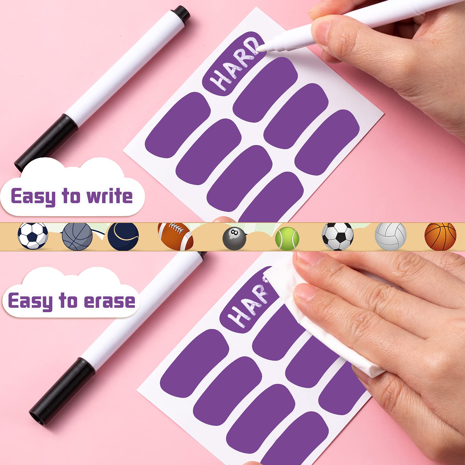 160-Piece Sports Eye Stickers for Kids - Football, Softball, Baseball Face Decals - Lacrosse Fan Eye Strips with 2 Pencils - Perfect for Game Day, Sports Parties & Team Spirit Events