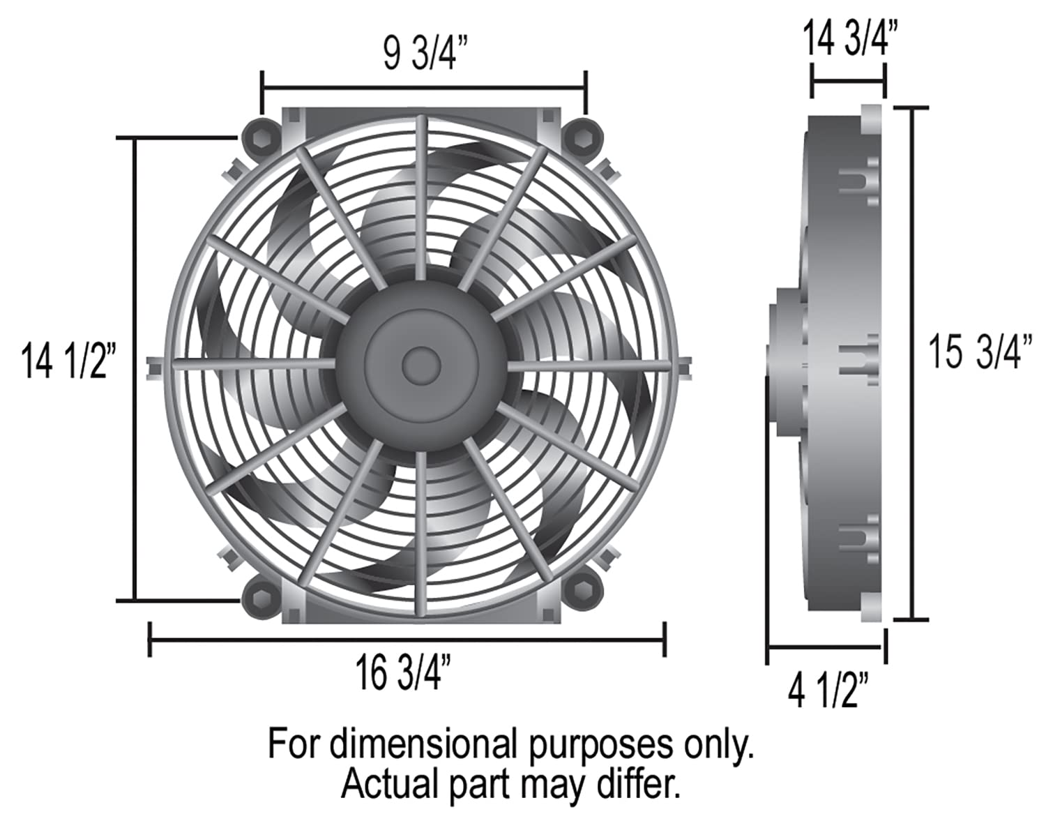 Derale DER-16516 16-Inch High Performance Reversible Electric Fan - 2,175 CFM Airflow, Durable Plastic Construction, Black - Perfect for Cooling Garages, Workshops, and Automotive Applications