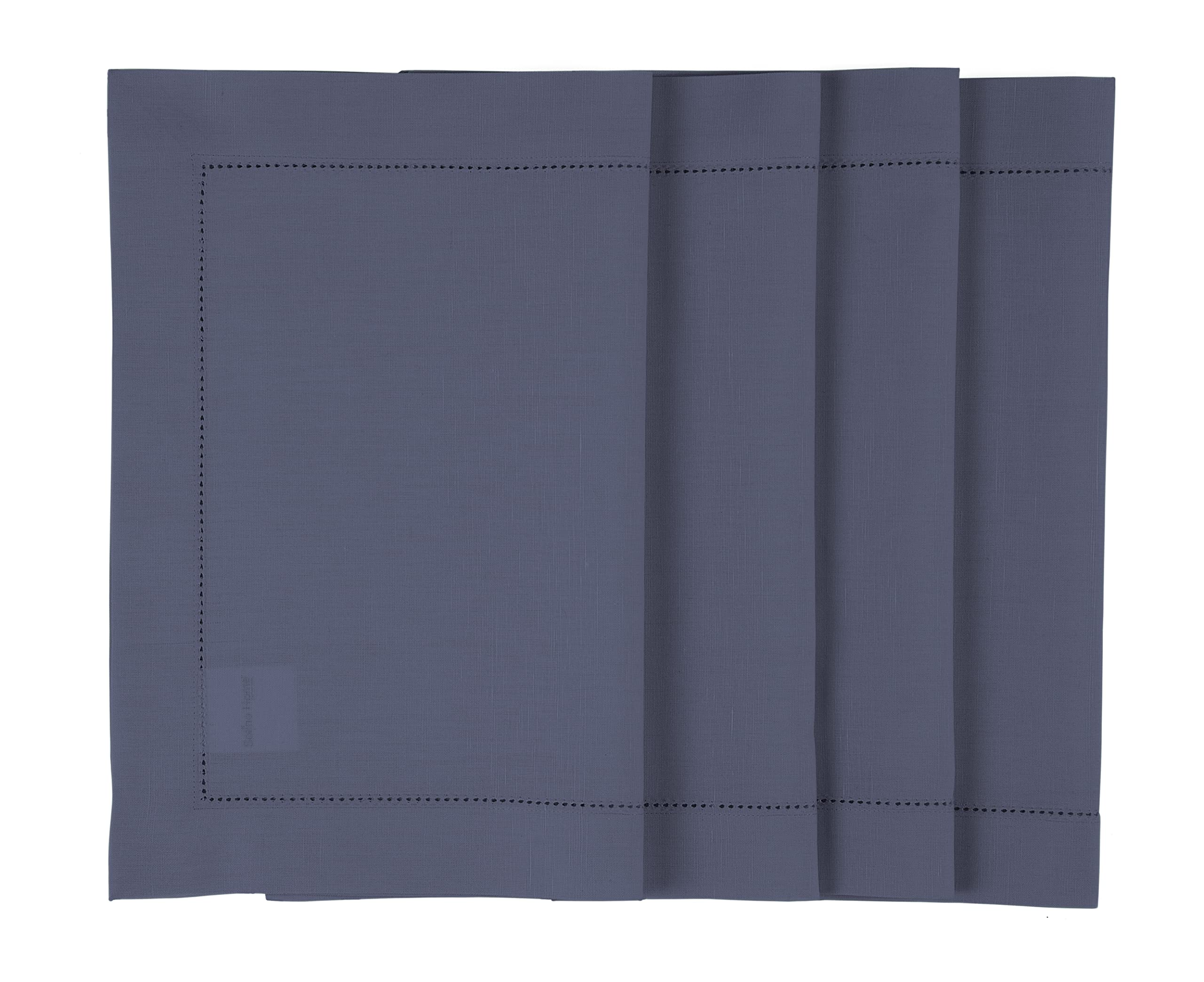 Solino Home 4-Pack Cotton Linen Placemats - Cool Grey Hemstitch Table Mats 14x19 Inch - Machine Washable Fabric - Handcrafted Dining Decor for Casual & Formal Settings