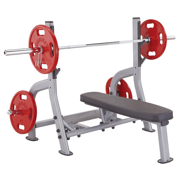 SteelFlex Olympic Flat Weight Bench - Heavy Duty Adjustable Workout Bench for Home Gym & Strength Training | Perfect for Powerlifting, Bodybuilding & Fitness Training
