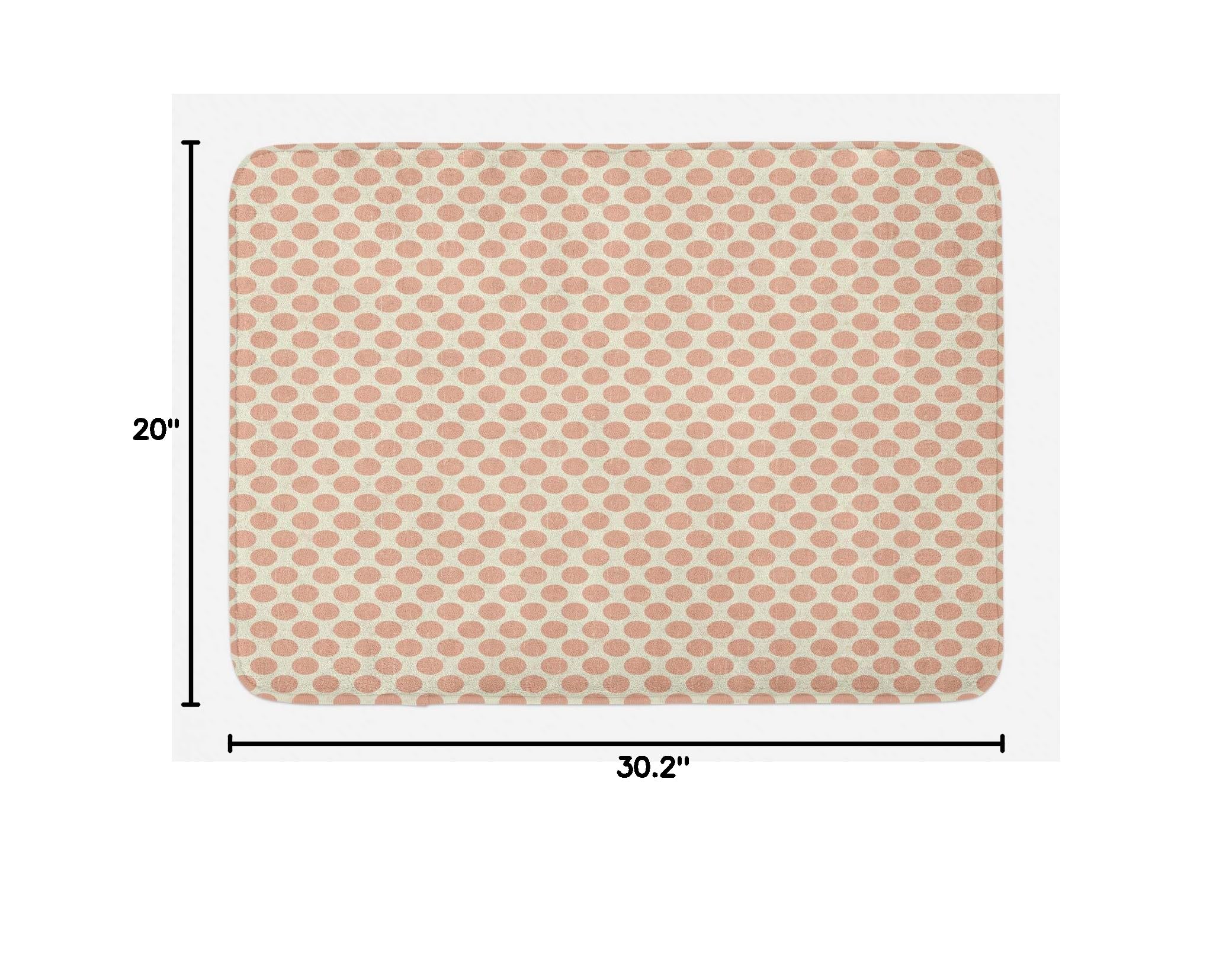 Ambesonne Non-Slip Plush Bath Mat - Retro Grunge Style Polka Dots in Soft Pale Salmon & Cream, 30.2