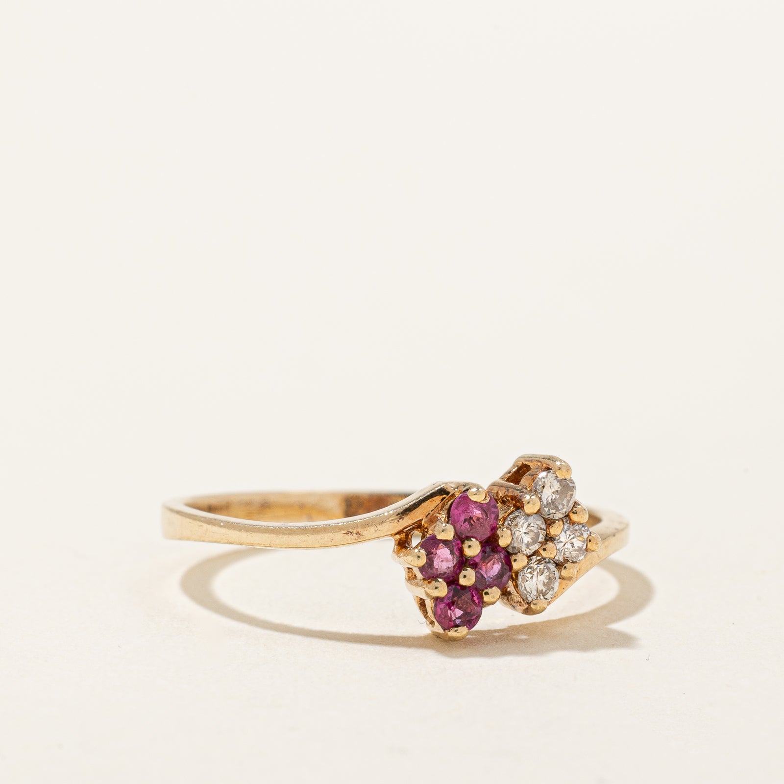 Ruby & Diamond Cluster Ring - 0.14ctw Ruby & 0.10ctw Diamond - Size 6 - Elegant Jewelry for Women, Perfect for Anniversary, Engagement & Special Occasions