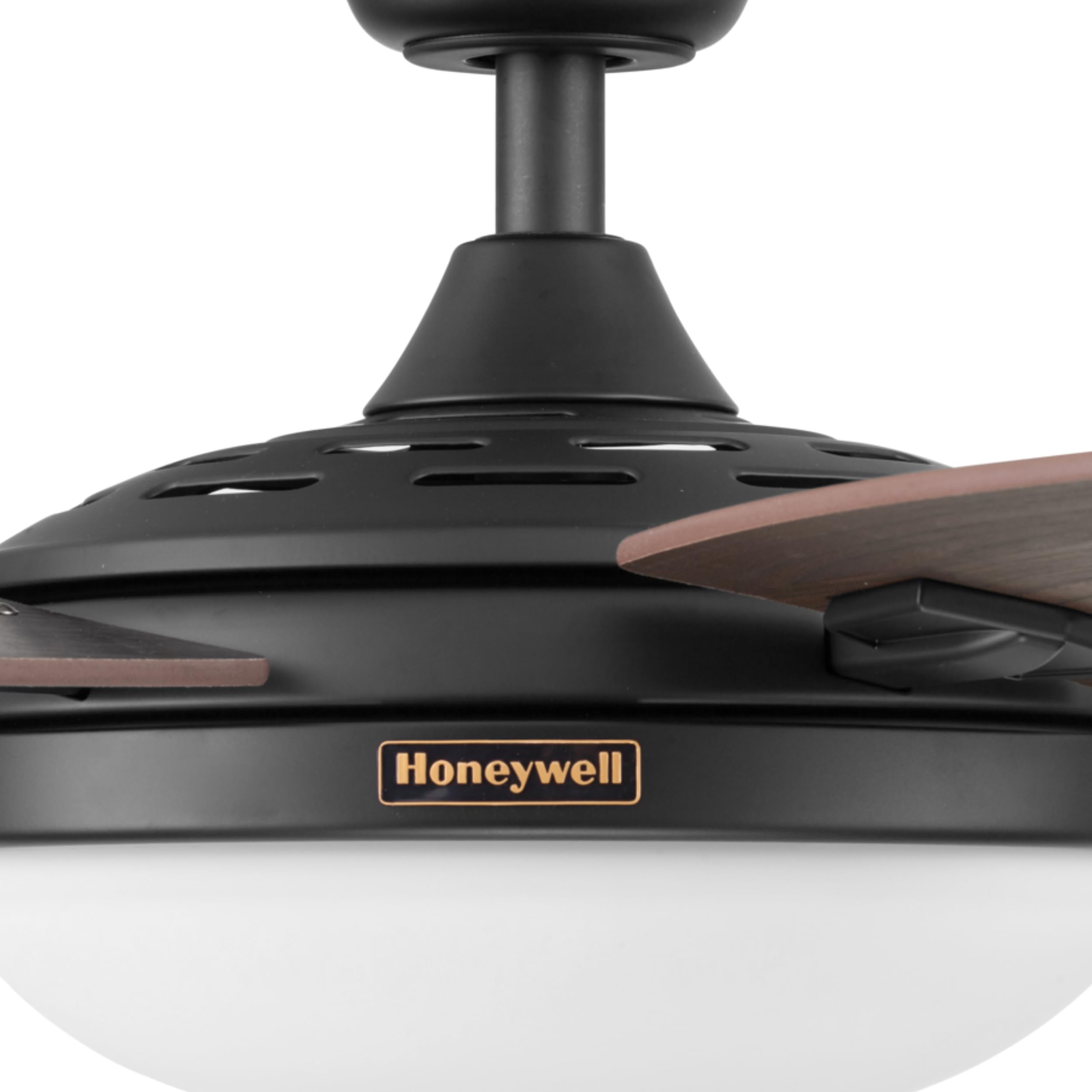 Honeywell Carmel 48 Inch Modern Ceiling Fan with LED Light and Remote Control - 5 Blades, Gray Ironwood/Brown Maple Finish - Bronze (50197-01) - Perfect for Living Room, Bedroom, and Indoor Spaces