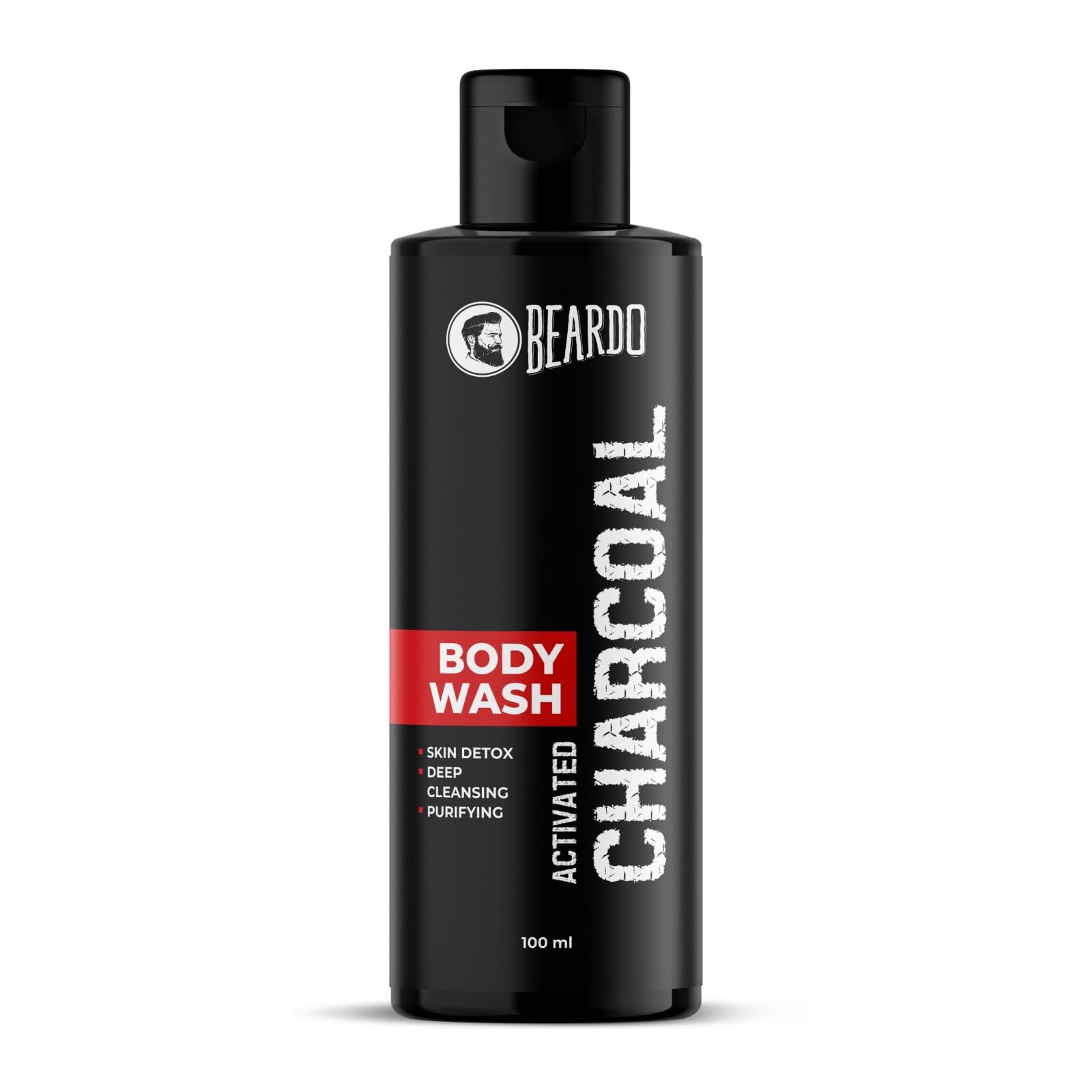 Beardo Activated Charcoal Anti-Pollution Body Wash for Men - 100ml Deep Pore Cleanser | Removes Dirt, Oil & Impurities | Face & Body Wash | Reduces Acne & Controls Oil | Perfect for Gym, Travel & Daily Shower Routine