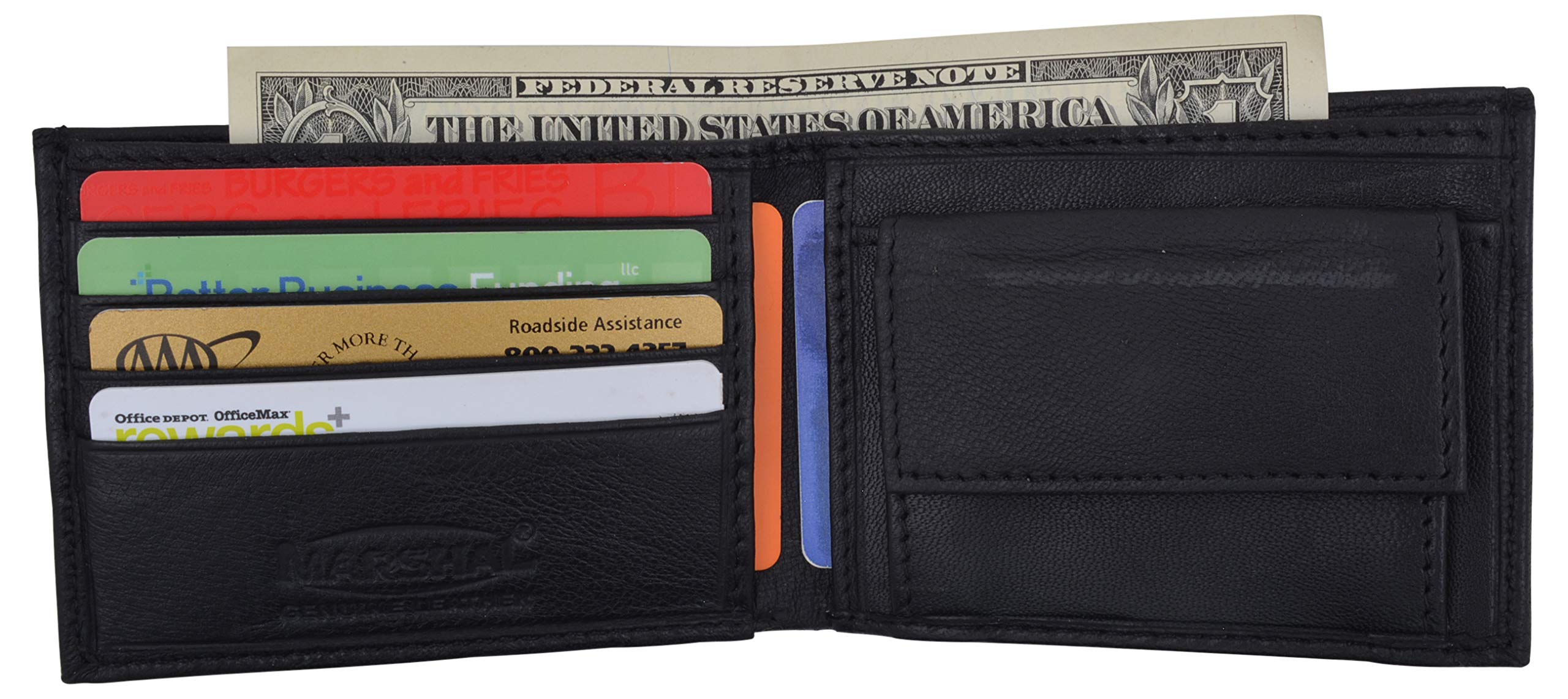 MARSHAL Boys Slim Compact Card and Coin Pocket Bifold Leather Wallet - RFID Blocking - Perfect for School, Travel & Everyday Use