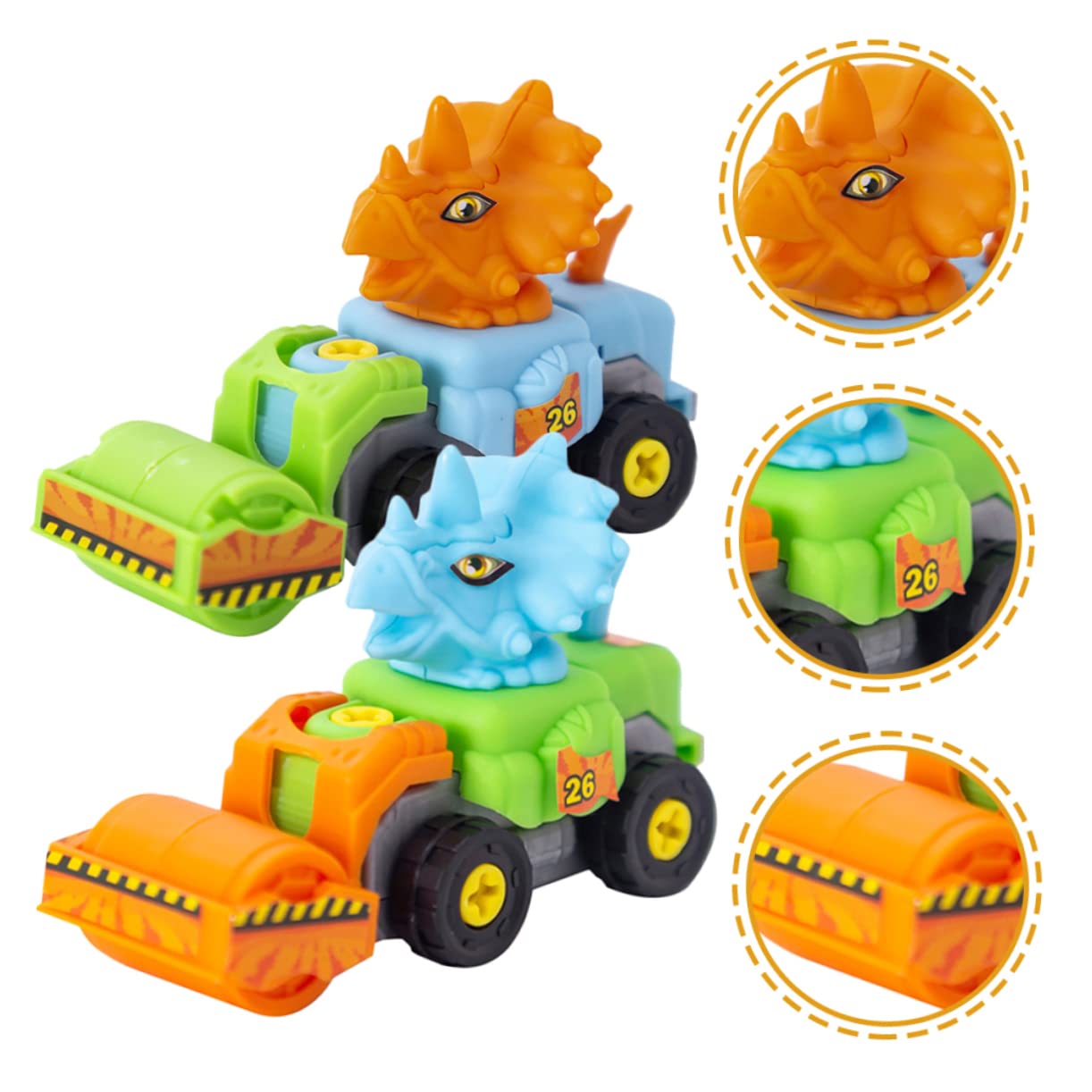 TOYANDONA 6-Piece Dinosaur Engineering Vehicle Set - Interactive Construction Car Toys for Kids, ABS Building Blocks for Boys - Perfect for Pretend Play & STEM Learning