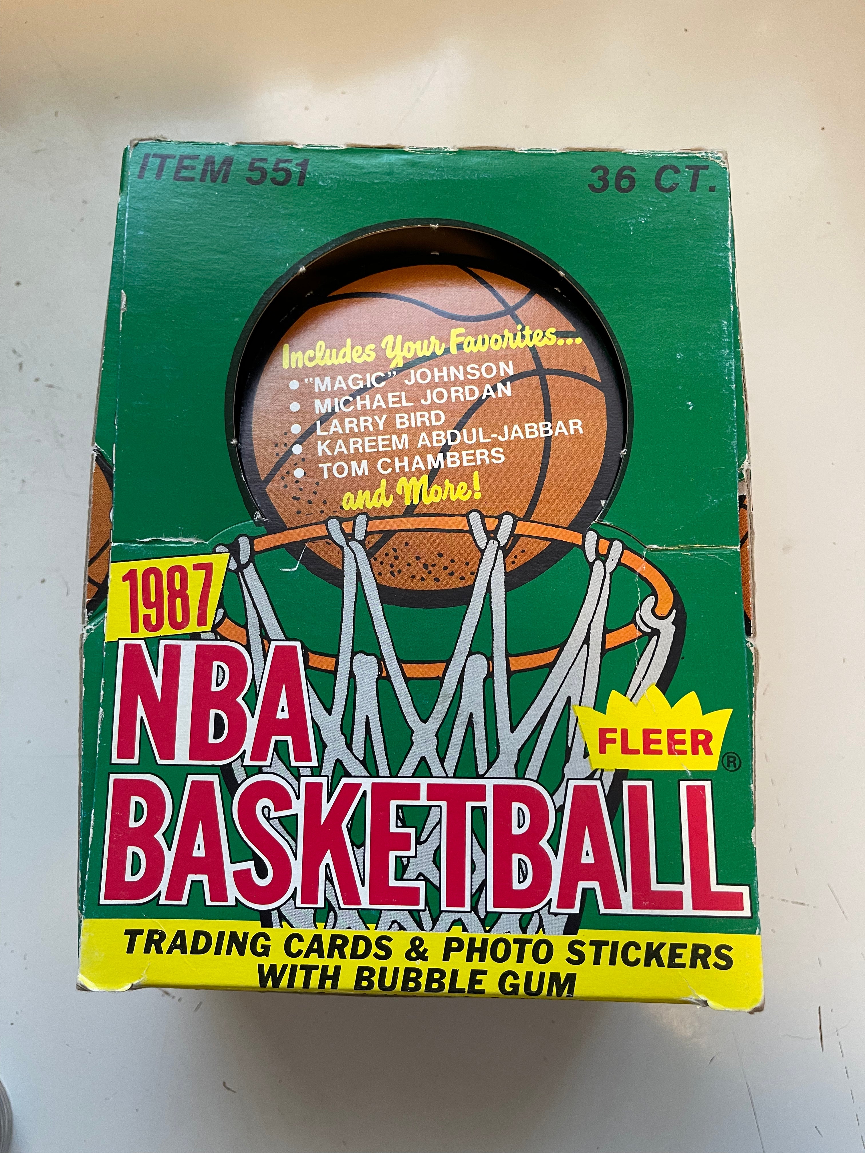 1987 Fleer Basketball Cards - Rare Flat Display Box for Collectors | Vintage NBA Trading Cards for Sale | Perfect for Sports Memorabilia Displays & Investment Collections