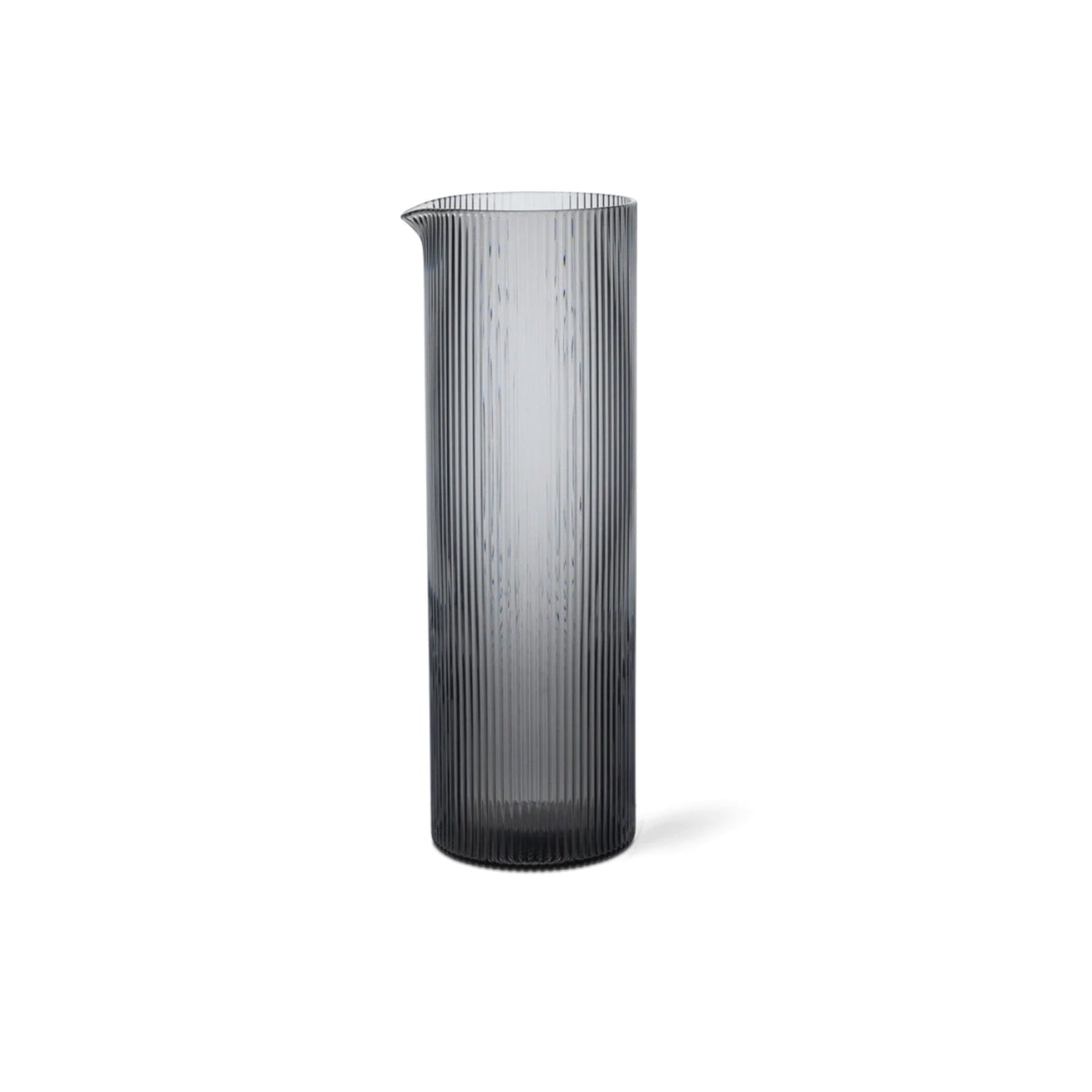 FERM LIVING Ripple Water Jug - Smoked Grey Glass Pitcher for Iced Tea, Lemonade & Cocktails | Elegant Home Bar & Kitchen Accessory for Entertaining