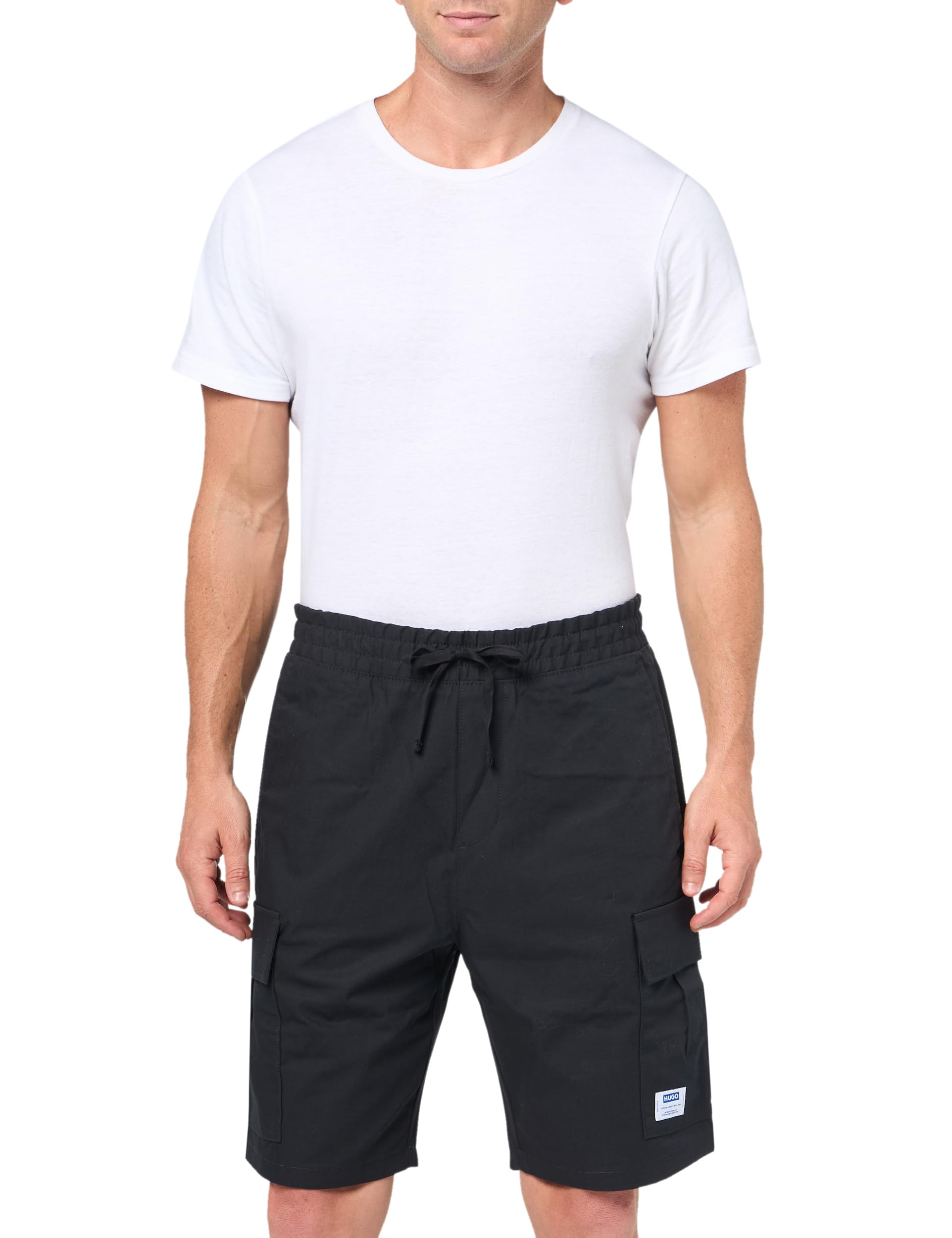 HUGO Men's Relaxed Fit Cargo Shorts - Comfortable Cotton Casual Shorts with Multiple Pockets for Outdoor, Travel & Summer Wear