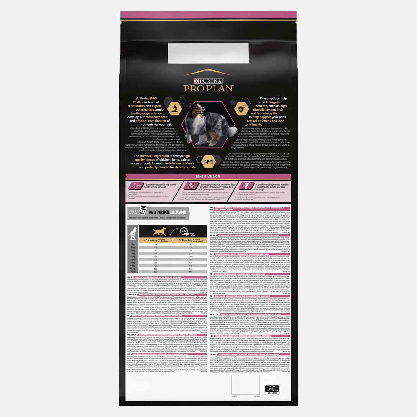 Purina Pro Plan Medium Adult Sensitive Skin Dry Dog Food - Salmon Recipe for Digestive & Skin Health - Perfect for Dogs with Allergies or Sensitive Stomach