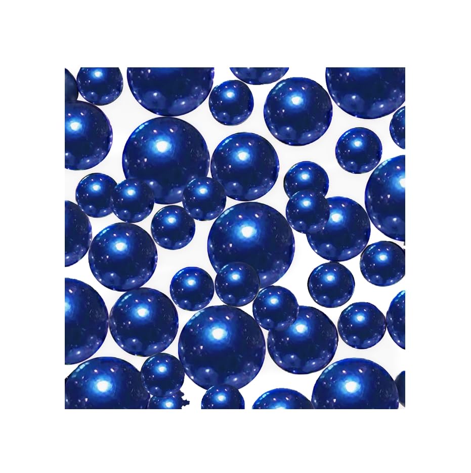 750 Floating Royal Blue & Navy Pearls - Large Size Pearls for Vases with Transparent Water Gel Kit - Creates Stunning Floating Effect - Fills 10 Gallons of Gel - Includes Warm White Submersible LED Lights for Home Decor, Wedding Centerpieces & Spa Relaxation