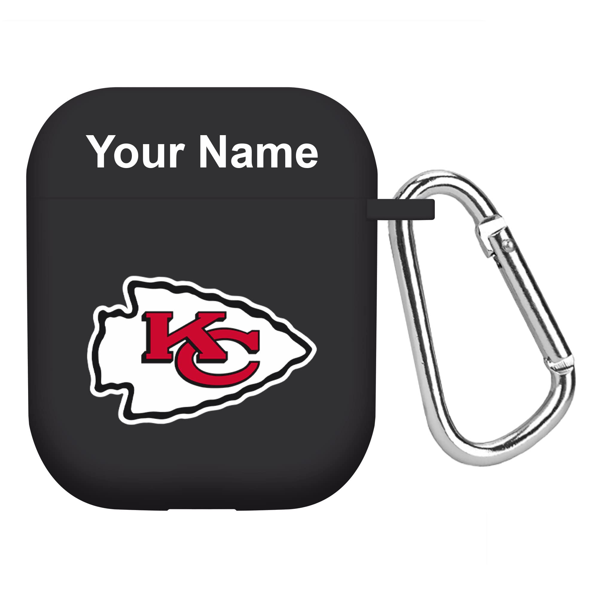 Kansas City Chiefs AirPods Case for Gen 1&2 - Custom Name HD Cover (Black) for Football Fans