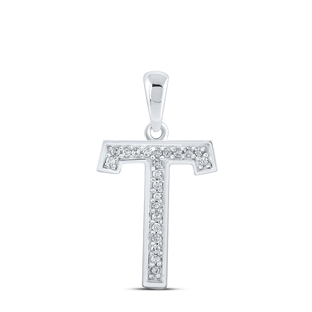 10K White Gold Diamond Initial 
