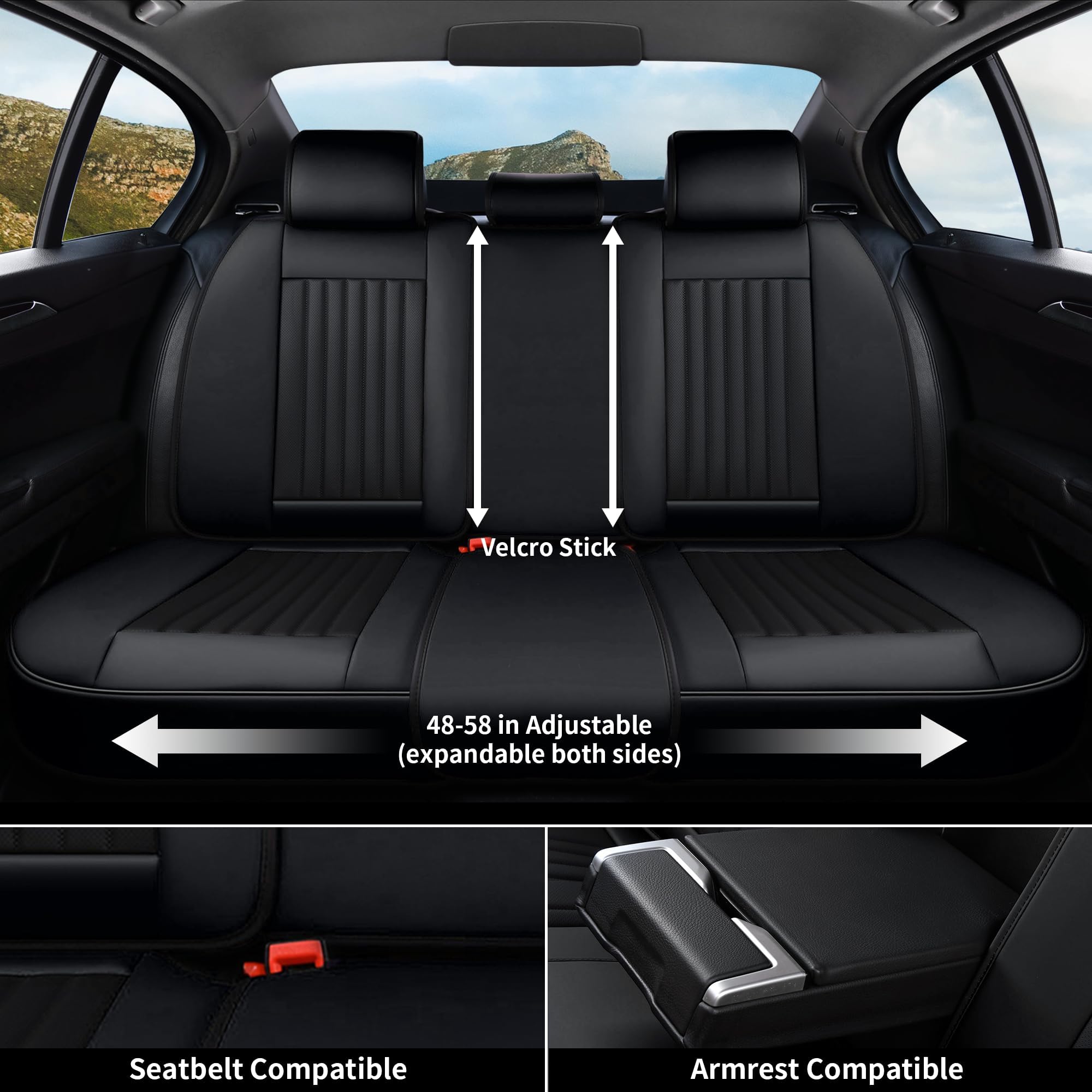 Premium Nappa Leather Car Seat Covers Full Set - Waterproof Front & Back Seat Protectors for Most Vehicles | Universal Fit, Luxury Car Interior Accessories for SUVs, Sedans & Trucks | Perfect for Daily Commute, Road Trips & Family Travel