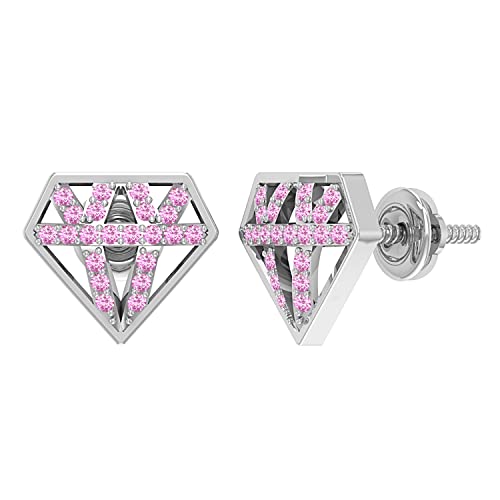 Pink Sapphire in Screw Back