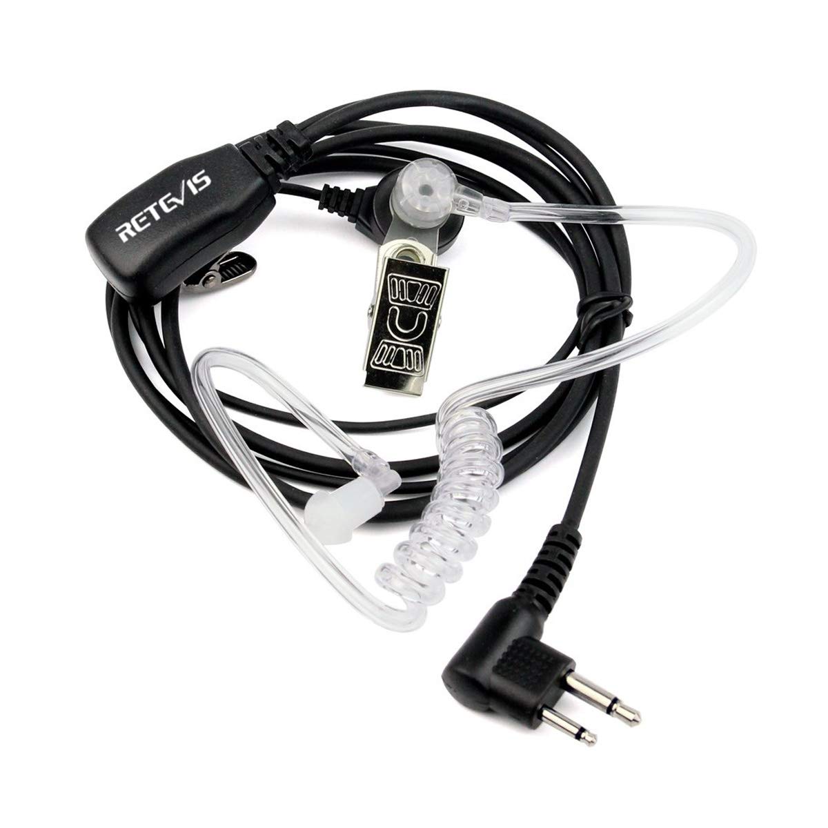 Retevis Walkie Talkie Headset with Acoustic Tube & Earpiece - 2 Pin Connector Compatible with Motorola CP040, DP1400, GP68, GP88, GP300, GP2000, CT150, Pro1150, HYT TC-500, TC-600 (2 Pack) - Ideal for Security, Construction & Outdoor Communication