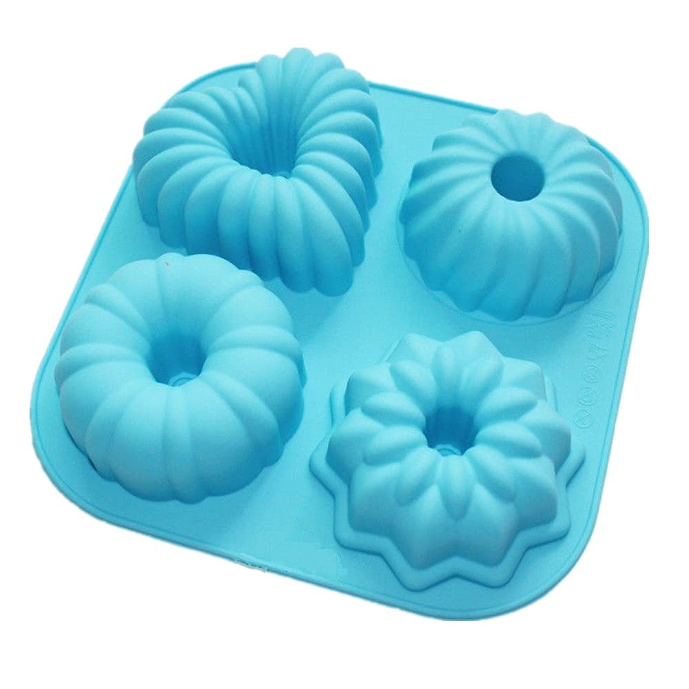 4-Cavity Silicone Mini Cupcake Molds - Nonstick Donut Cake Pans, Pudding & Jello Molds, Reusable Muffin Baking Cups for Perfect Desserts | Ideal for Birthday Parties, Baby Showers & Holiday Baking