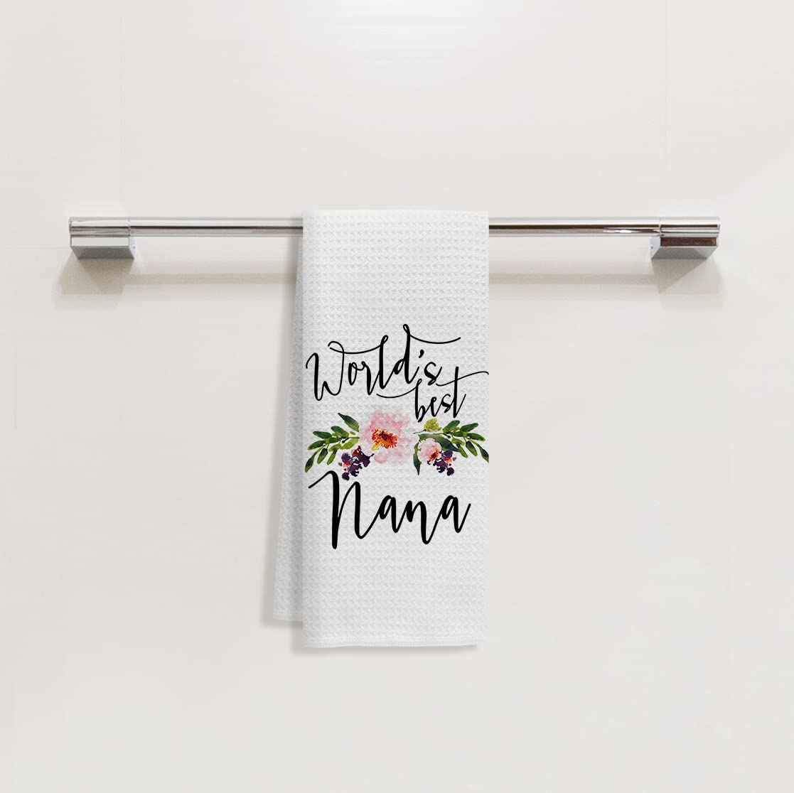 World's Best Nana Floral Bath Towel - Funny Sweet Gift for Grandma from Granddaughter/Grandson - Soft Decorative Towel for Bathroom, Mother's Day & Housewarming Gifts