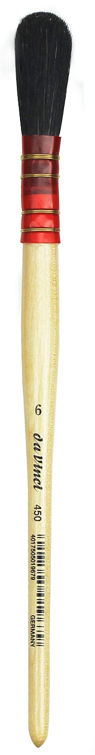 Premium da Vinci Gilding Series 450 Gilder Duster Brush - Round Oval Black Goat Hair with Smooth Wood Handle (Size 6) - Perfect for Gold Leaf Application, Bookbinding & Fine Art Gilding Projects
