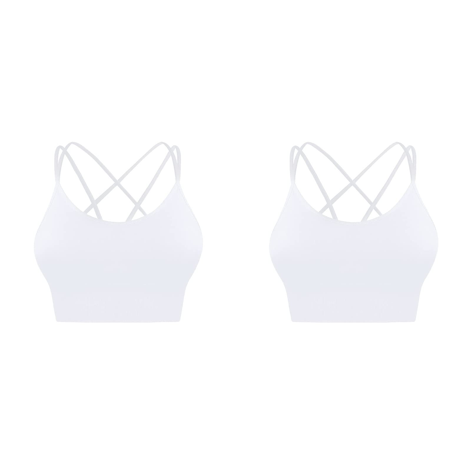 Kcocoo 2-Pack Women's Cross Back Sports Bras - Padded Strappy Criss Crop Top for Yoga, Workout & Gym | Breathable Athletic Support Bra for Running, Fitness & Active Lifestyle