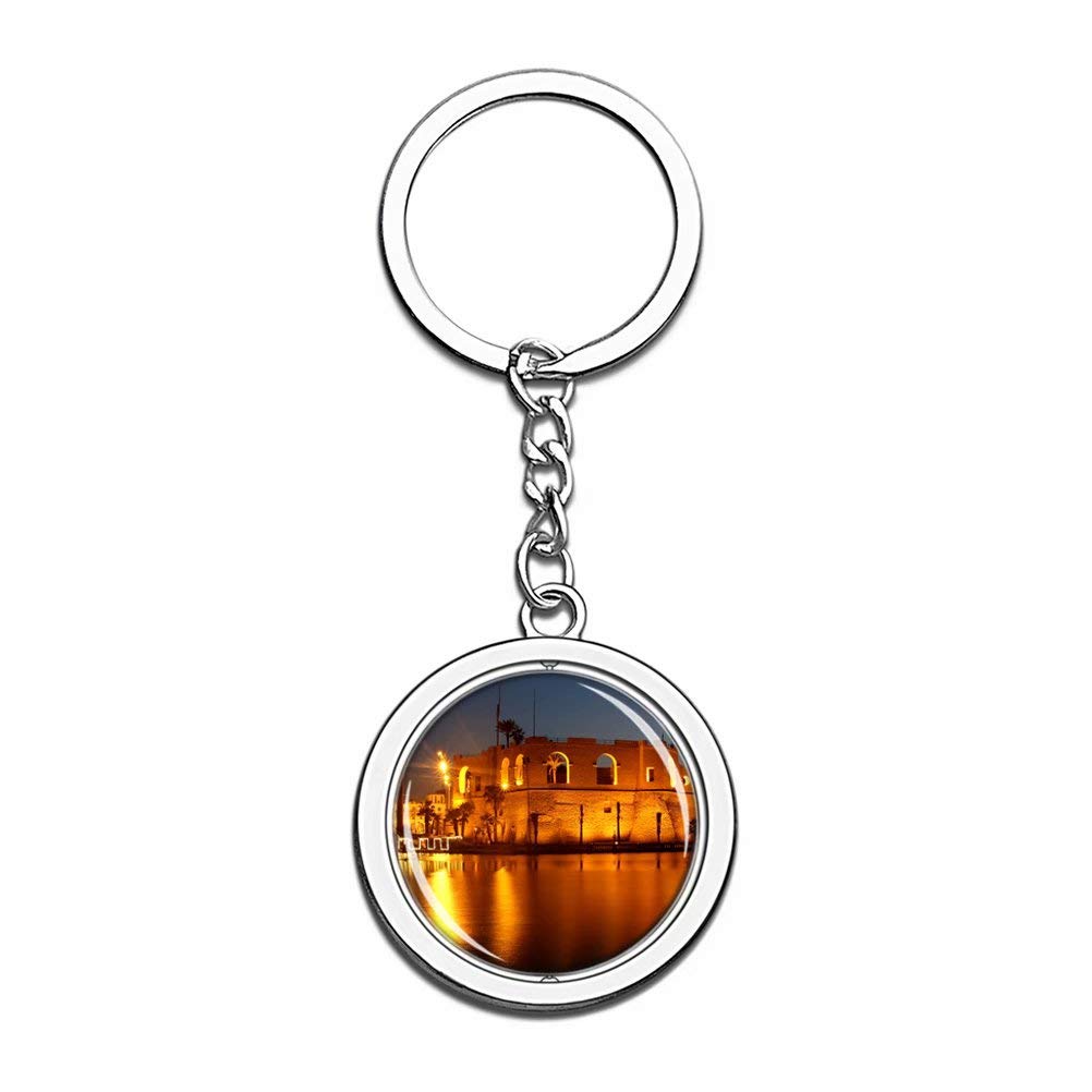 Tripoli Libya Keychain - Stainless Steel Travel Souvenir with Spin Crystal - Perfect for City Travel Gifts & Collectibles
