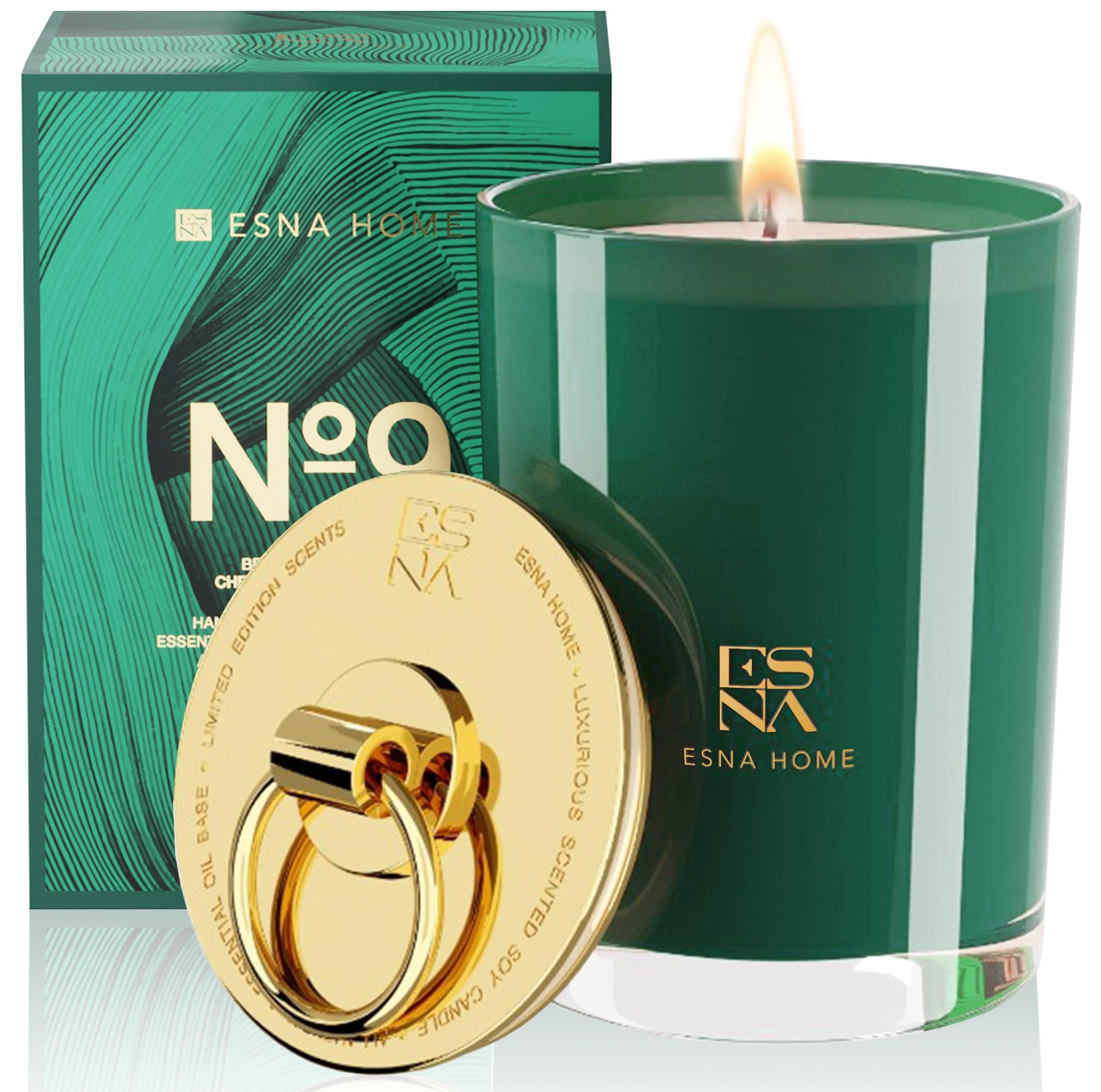 ESNA HOME Luxury Scented Candles - 8.8oz Natural Soy Wax Aromatherapy Candles with Lavender Essential Oils | 50 Hours Long Burning, Stress Relief & Relaxation | Perfect for Home Fragrance, Meditation, Yoga, Spa and Housewarming Gifts