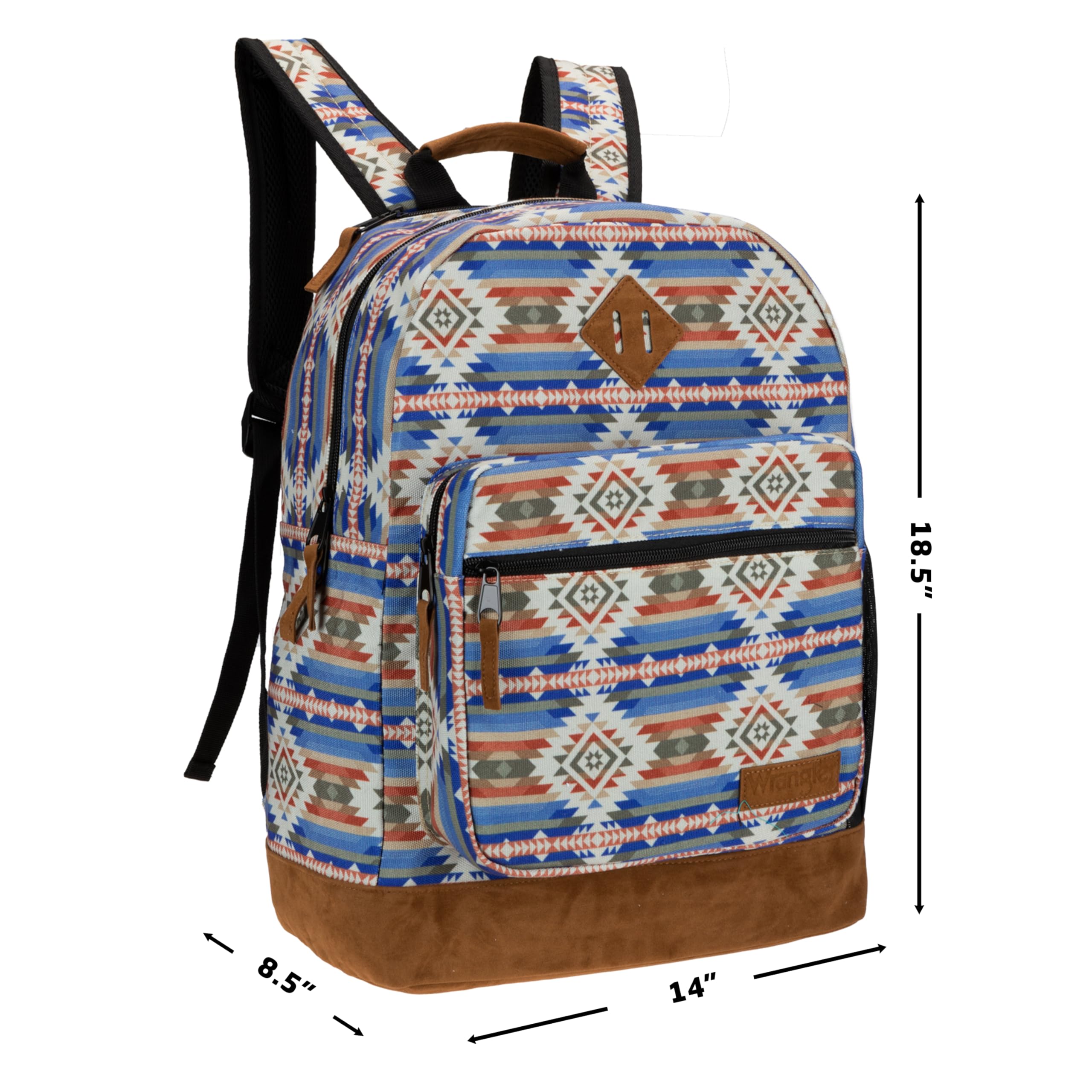 Wrangler Yellowstone Western-Style Backpack - Water Resistant Coated Canvas Daypack for Travel, School & Daily Use with Padded Laptop Sleeve (Fall Checotah) | Perfect for College, Hiking & Commuting