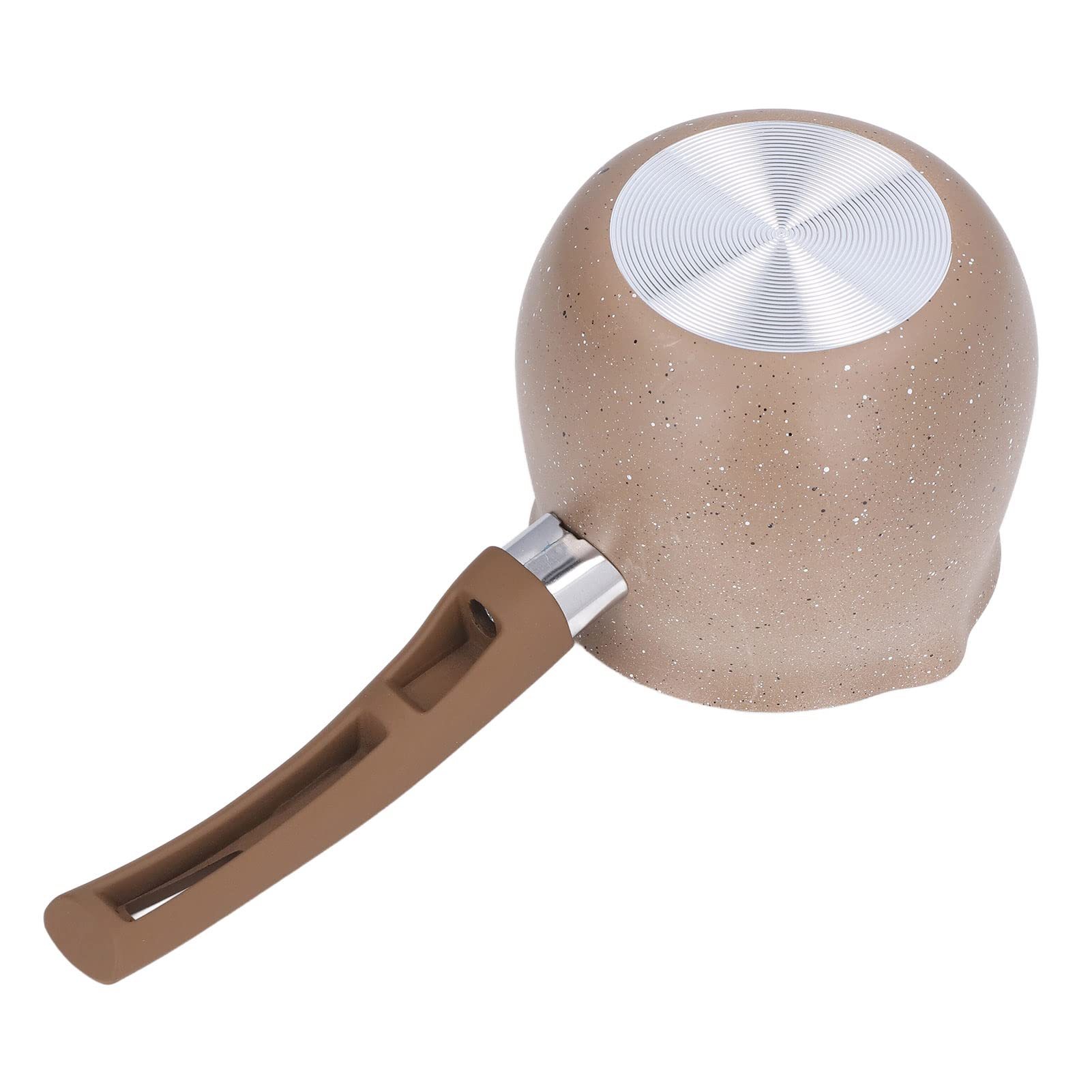 Single Handle Coffee Warmer Boiling Pot - Mini Milk Pan with Aluminum Alloy Non-Stick Coating, Anti-Scalding Design for Coffee, Tea & Cooking (Brown) - Perfect for Home, Office & Camping Use