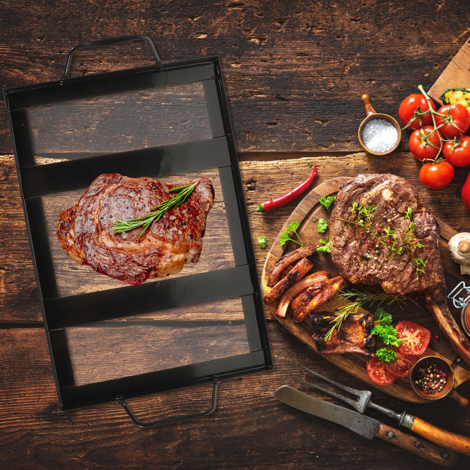 YARNOW 8x12 Himalayan Salt Block Holder - Durable Metal Salt Plate Stand for Cooking, Serving & Charcuterie Boards - Perfect for Grilling, Baking & Food Presentation