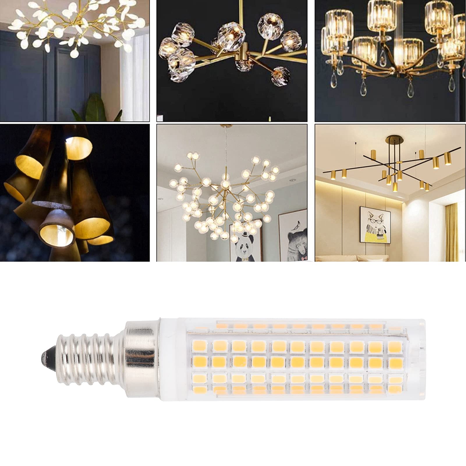 Hyuduo 15W LED Cylindrical Bulb - E12 Base, 120W Halogen Equivalent (1200lm), Dimmable Warm White Light for Chandeliers, Ceiling Fans & Decorative Fixtures - Perfect for Dining Rooms, Bedrooms & Living Spaces