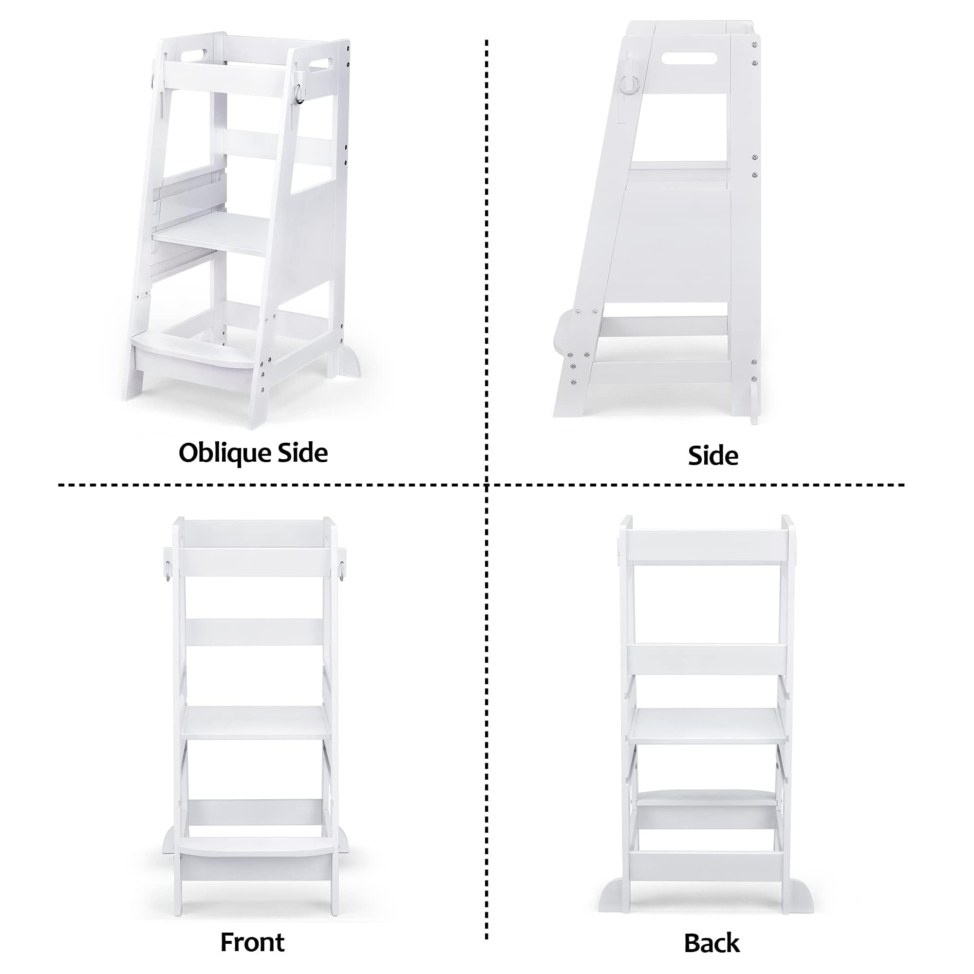 TOETOL Adjustable Bamboo Toddler Step Stool - Anti-Slip Kitchen Helper Tower for Kids, Safe Learning Stool for Counter Height Access | Perfect for Baking, Cooking & Kitchen Activities