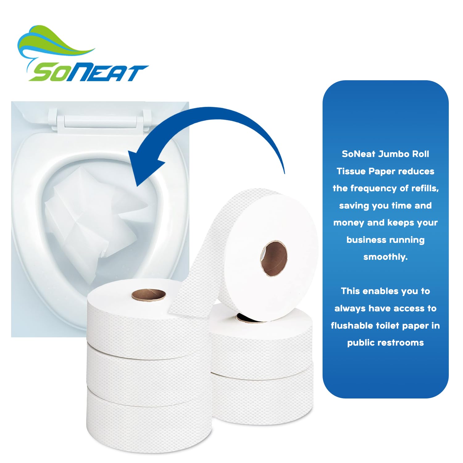 3-Ply Jumbo Toilet Paper Rolls - 9