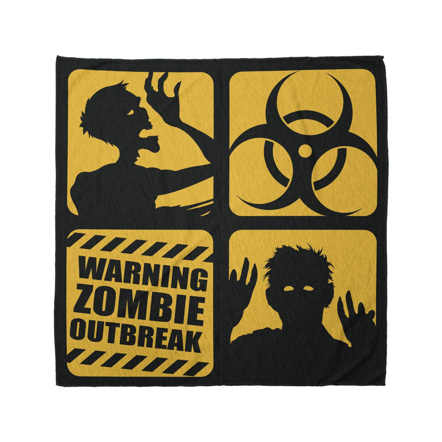 Lunarable Zombie Unisex Bandana - Danger Sign Outbreak Warning Yellow Black Design | Halloween Costume Accessory, Cosplay, Apocalypse Theme Party, Survival Gear
