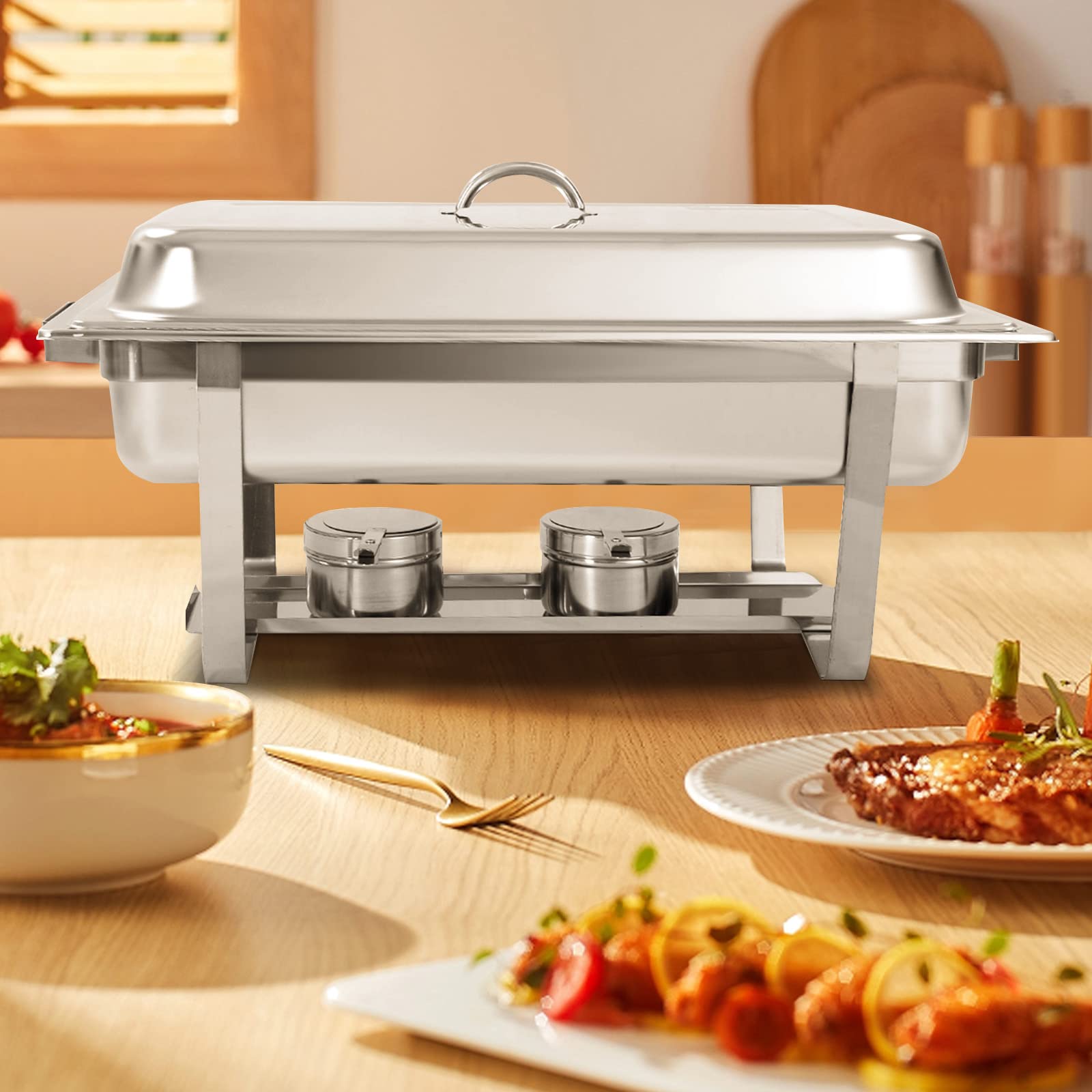 Happygrill 2-Pack 9 Quart Stainless Steel Chafing Dish Set - Commercial Grade Buffet Serving Pans for Catering, Parties & Events