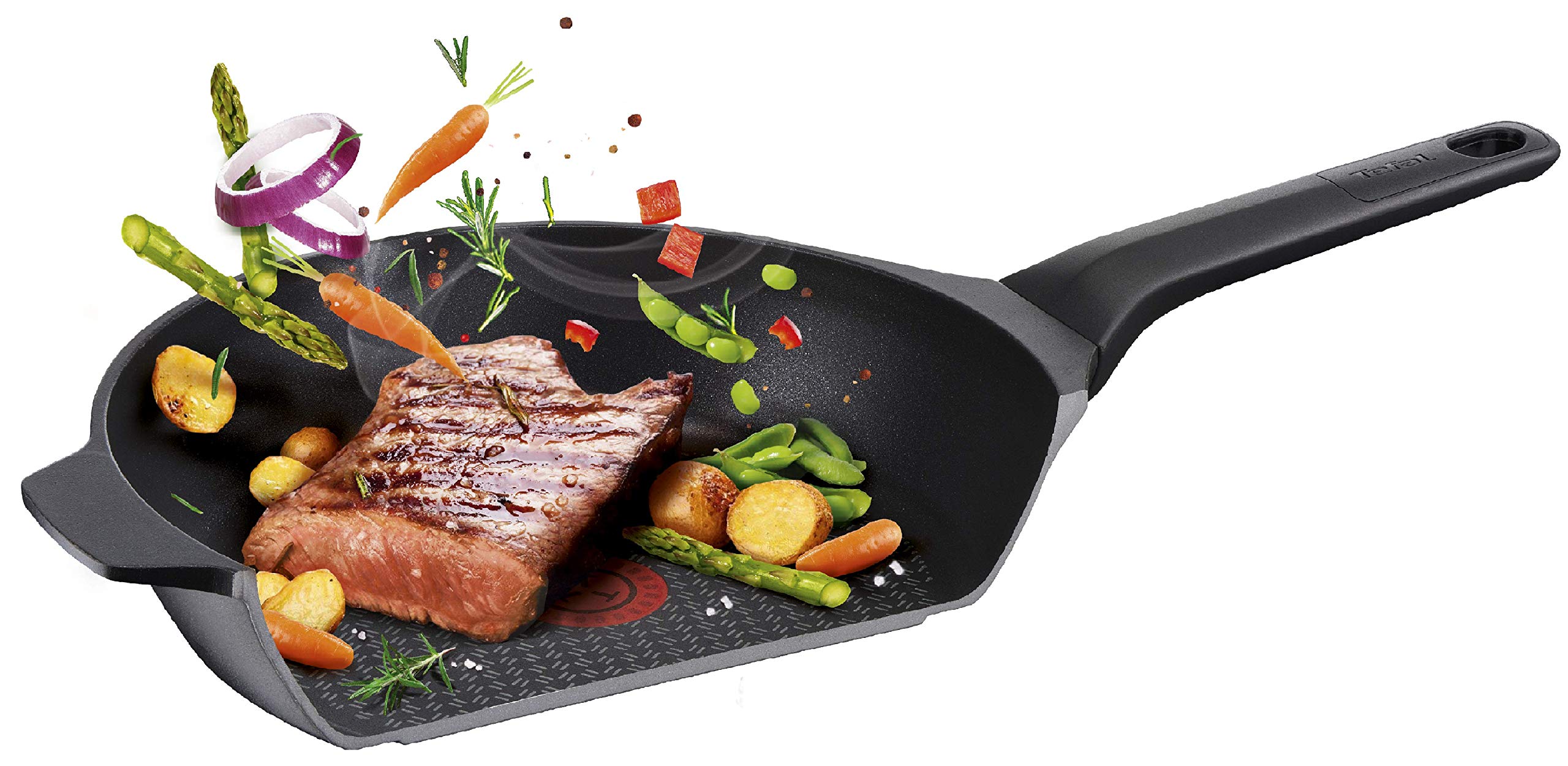 Tefal Aroma 28cm Cast Aluminum Black Non-Stick Wok Pan - Induction Compatible, Gas & Electric Stove Safe - Perfect for Stir-Fry, Sautéing & Asian Cooking