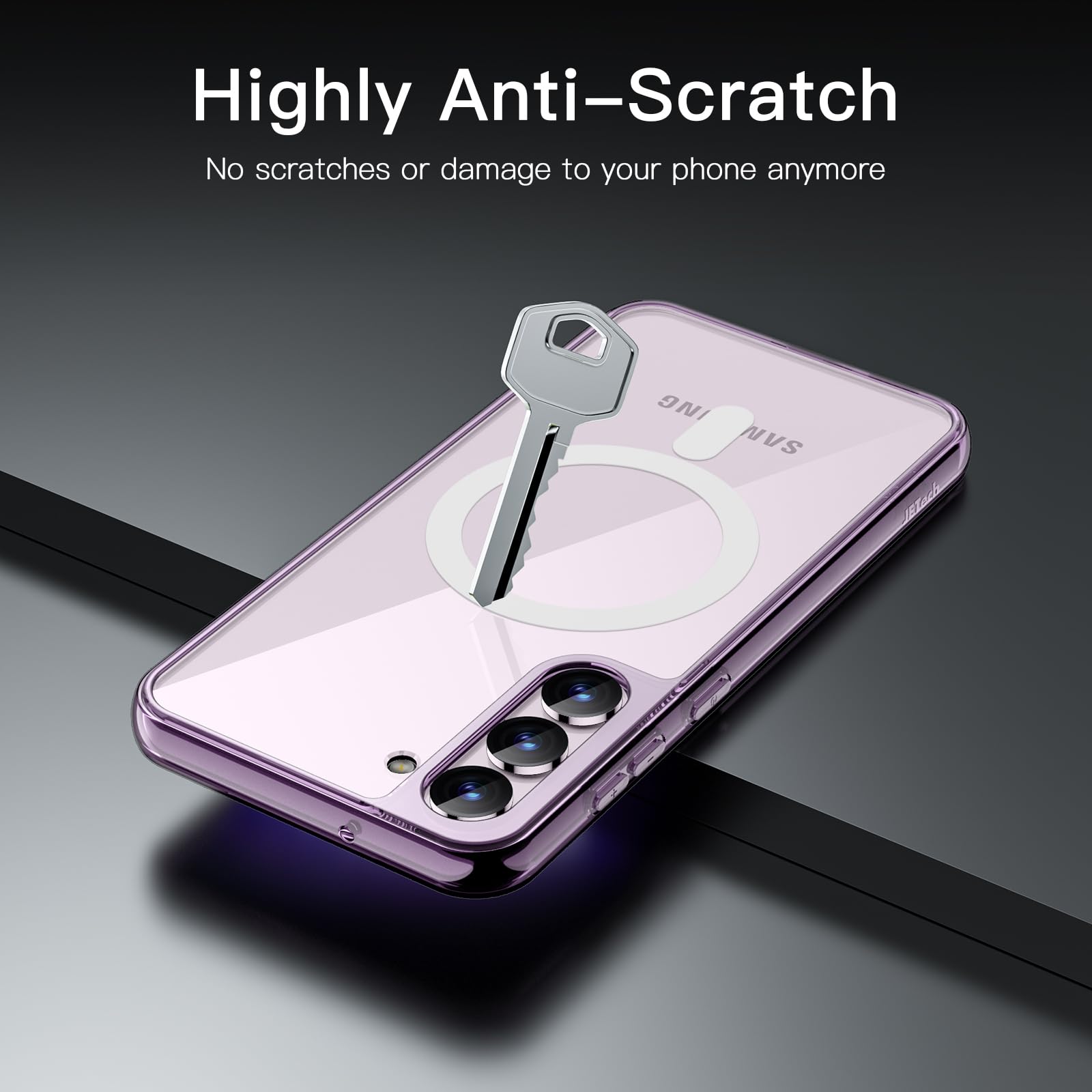 JETech Magnetic Case for Samsung Galaxy S23+ (6.6-Inch) - MagSafe Compatible, Shockproof & Non-Yellowing Clear PC Back Protective Cover (Purple) - Perfect for Work, Travel & Everyday Use